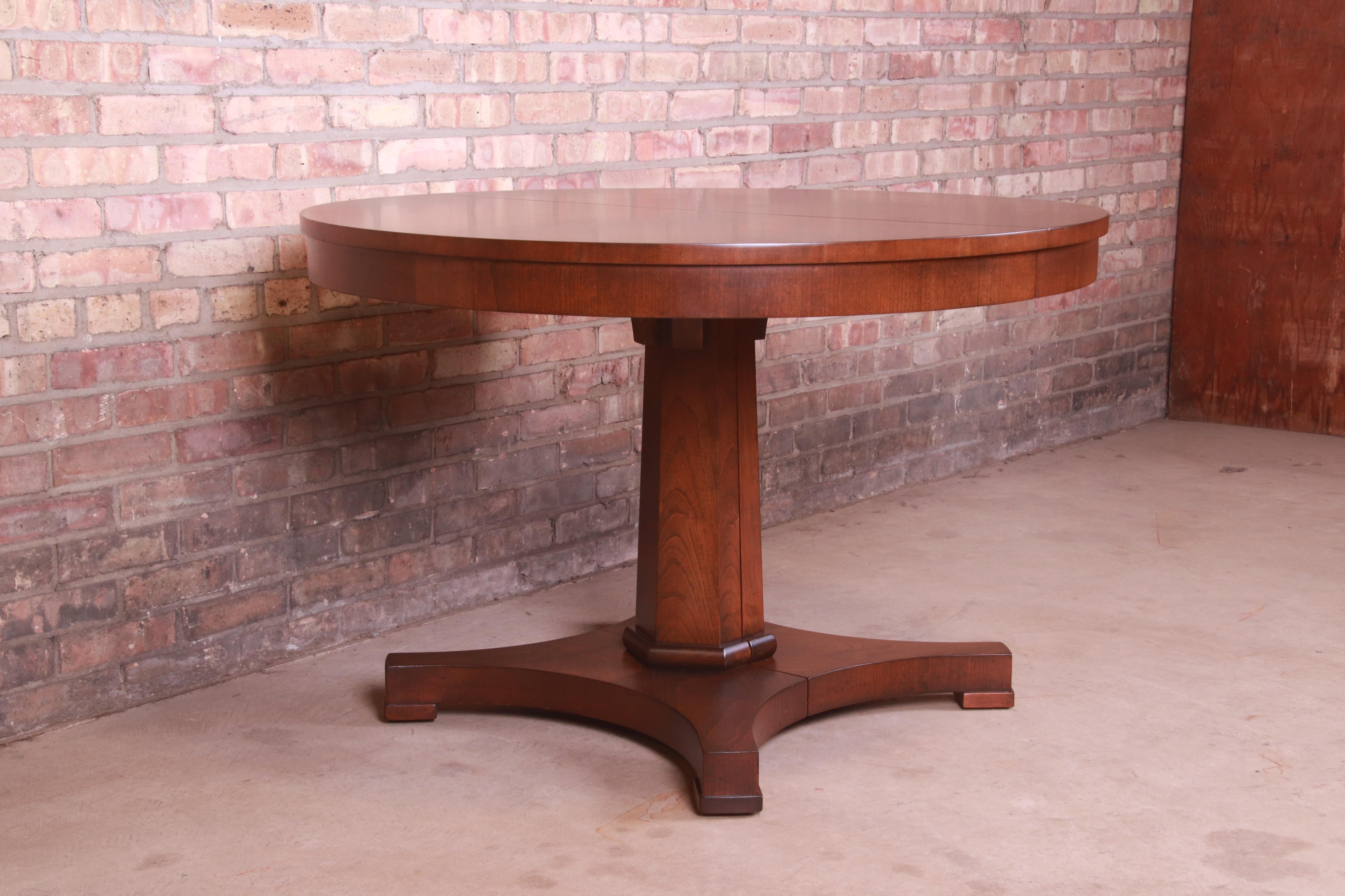 Baker Furniture Regency Cherry Wood Pedestal Dining Table, Newly Refinished 10
