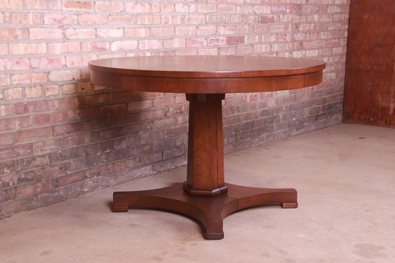 Baker Furniture Regency Cherry Wood Pedestal Dining Table, Newly Refinished For Sale 10