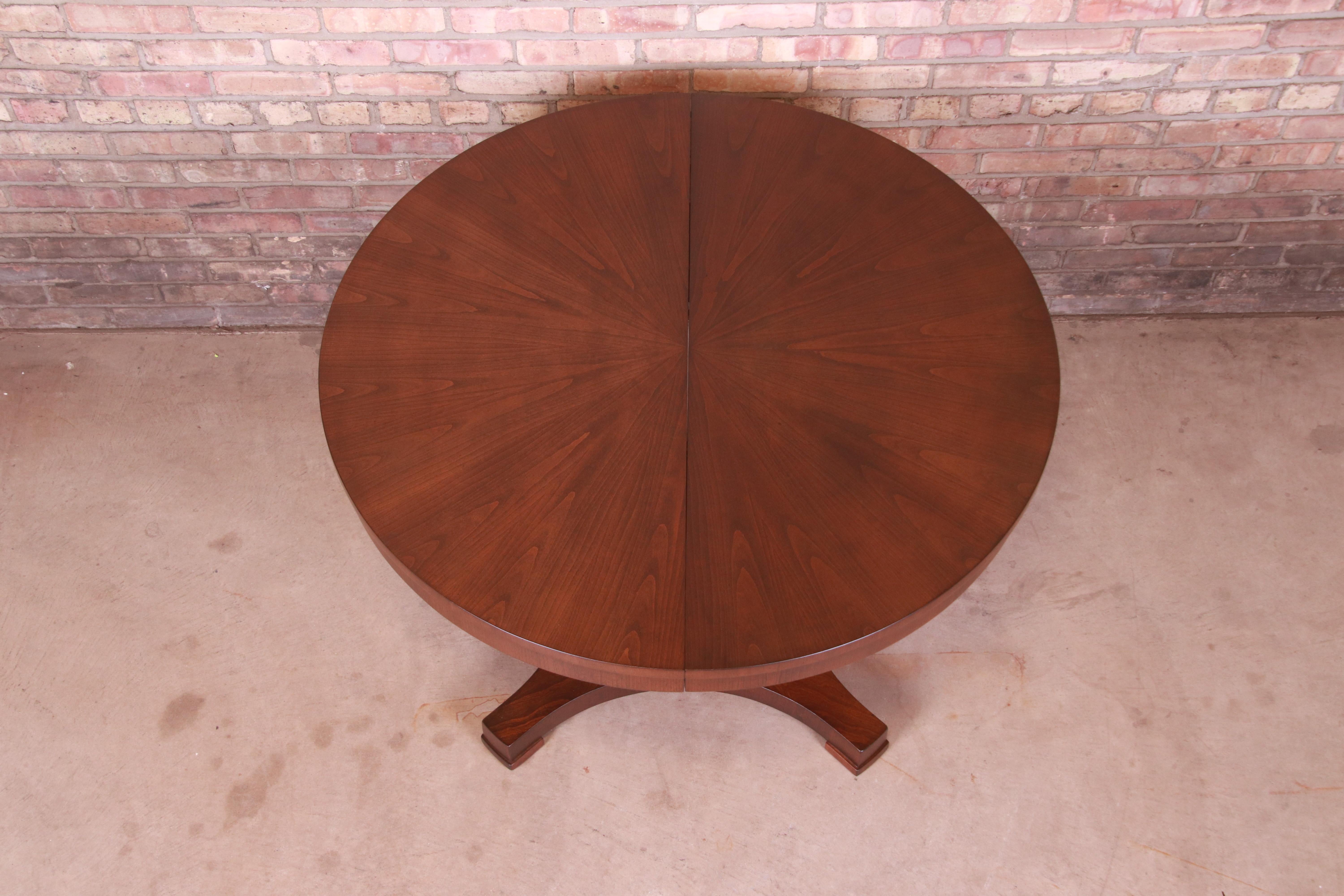 Baker Furniture Regency Cherry Wood Pedestal Dining Table, Newly Refinished 11