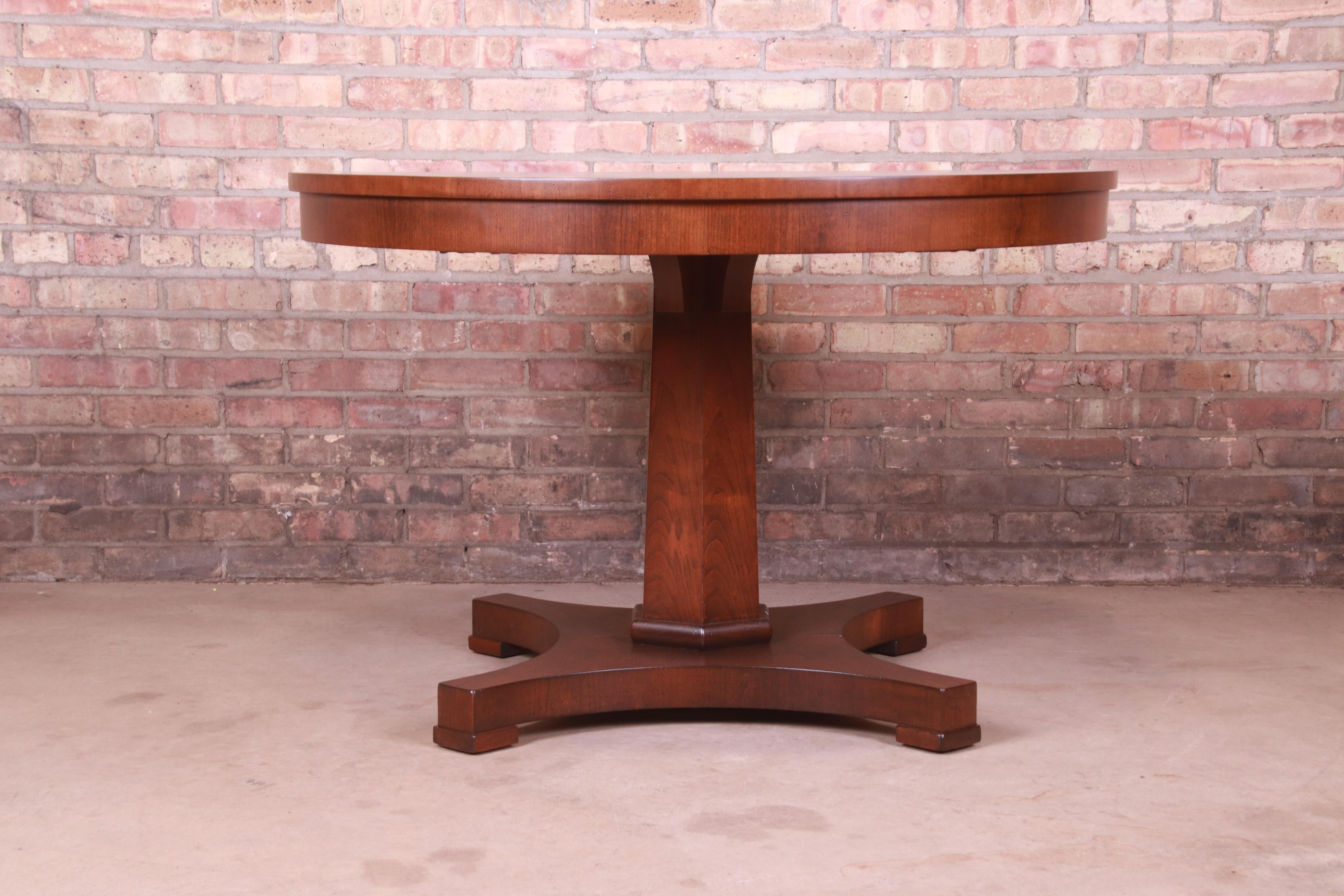 Baker Furniture Regency Cherry Wood Pedestal Dining Table, Newly Refinished 12