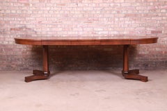 Baker Furniture Regency Cherry Wood Pedestal Dining Table, Newly Refinished