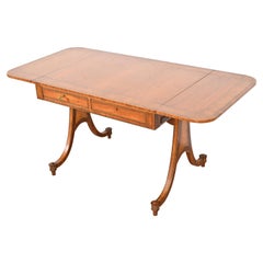 Baker Furniture Regency Inlaid Walnut Writing Desk or Console Table