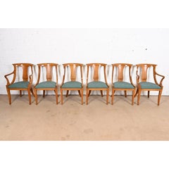 Baker Furniture Regency Klismos Cherry Wood Dining Chairs, Set of Six