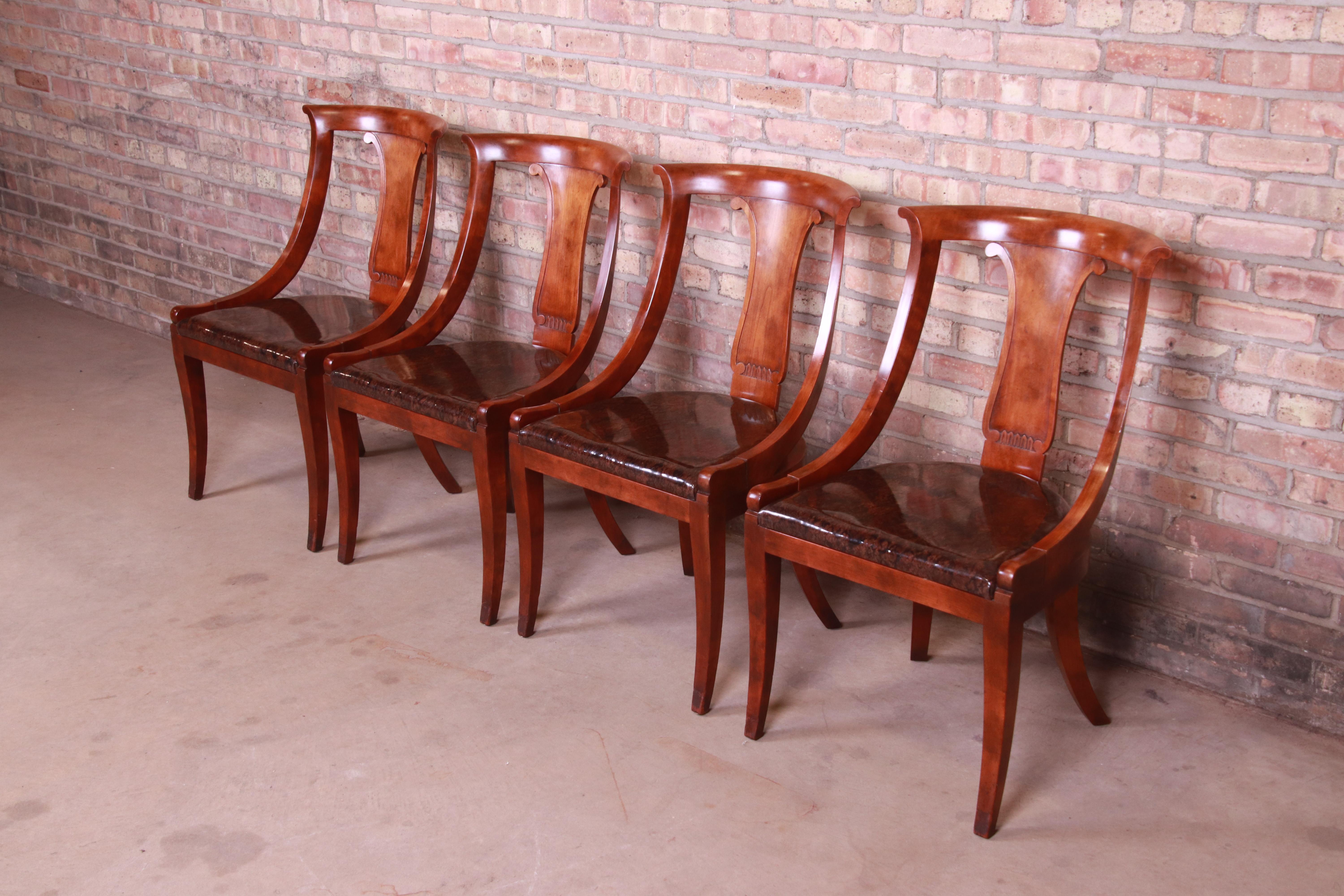 American Baker Furniture Regency Klismos Style Mahogany Dining Chairs, Set of Four