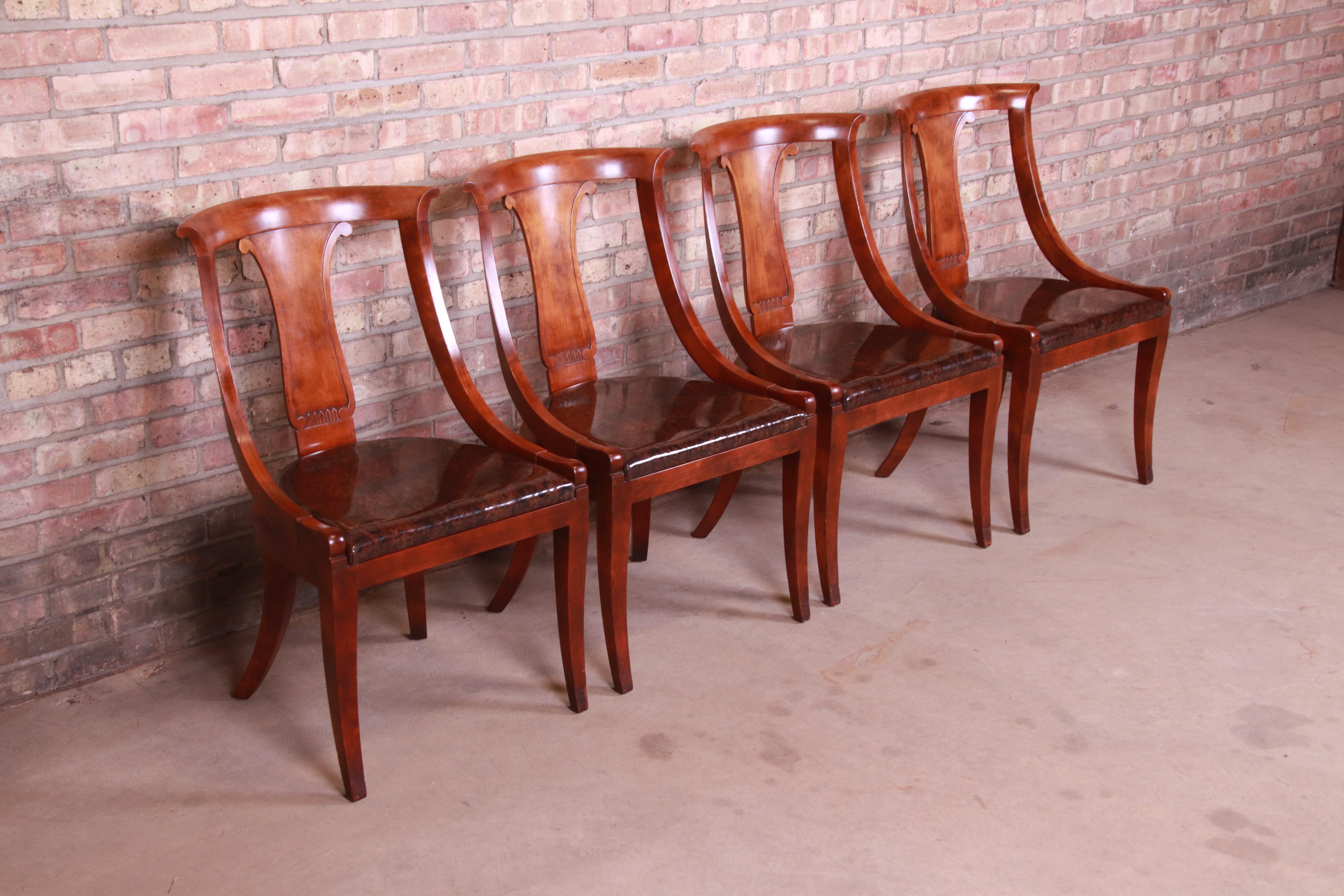 20th Century Baker Furniture Regency Klismos Style Mahogany Dining Chairs, Set of Four