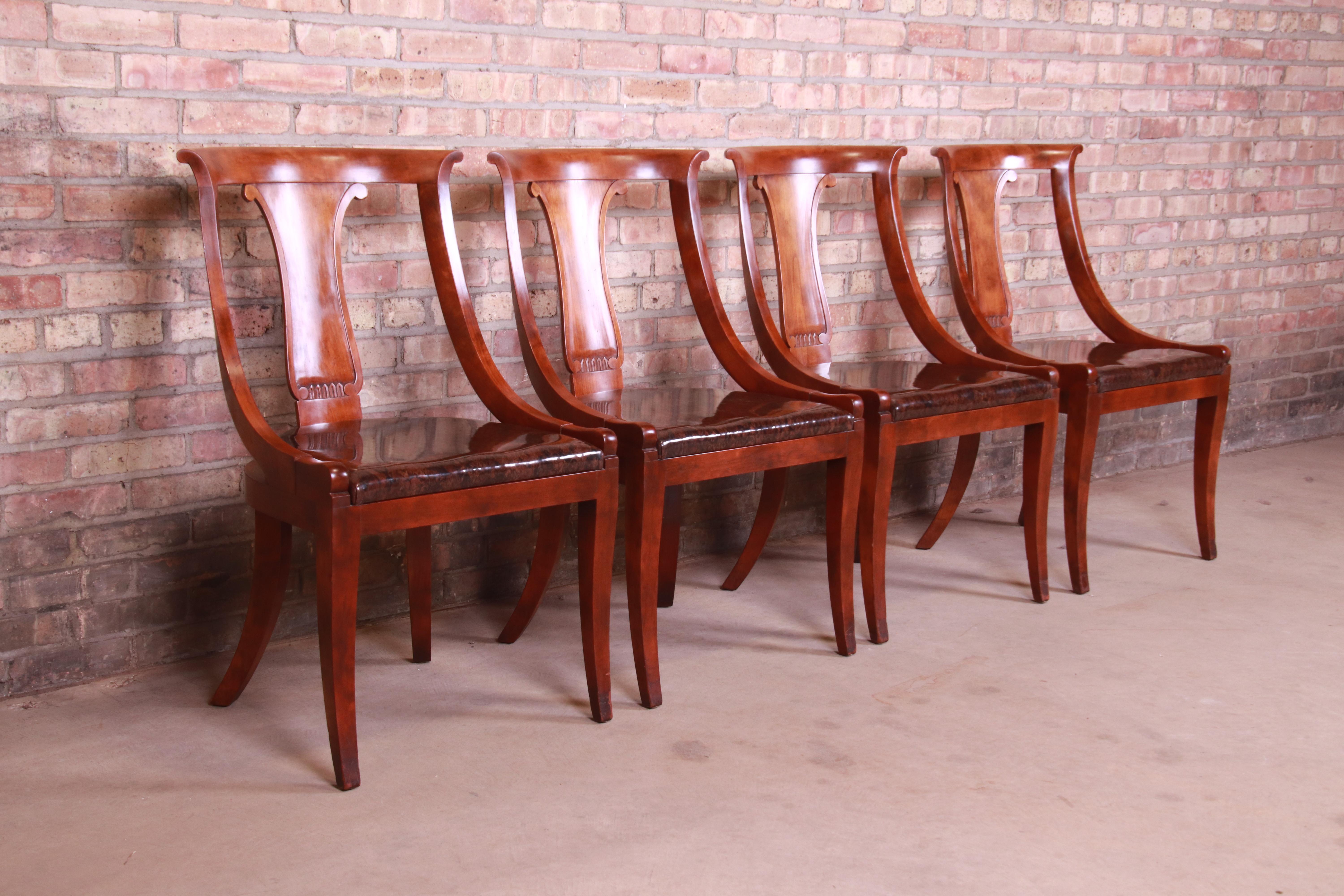 Baker Furniture Regency Klismos Style Mahogany Dining Chairs, Set of Four 1