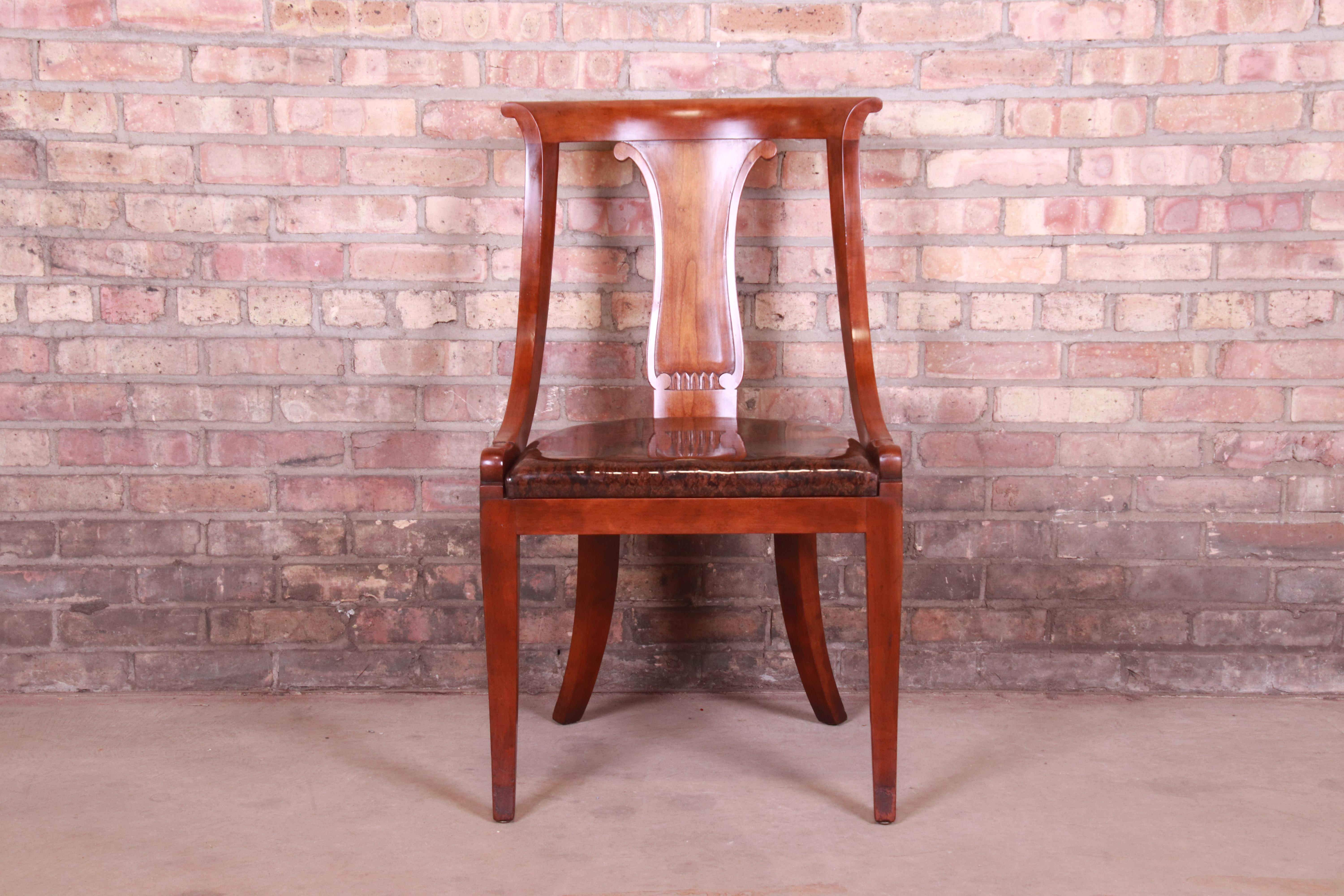 Baker Furniture Regency Klismos Style Mahogany Dining Chairs, Set of Four 4