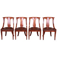 Baker Furniture Regency Klismos Style Mahogany Dining Chairs, Set of Four