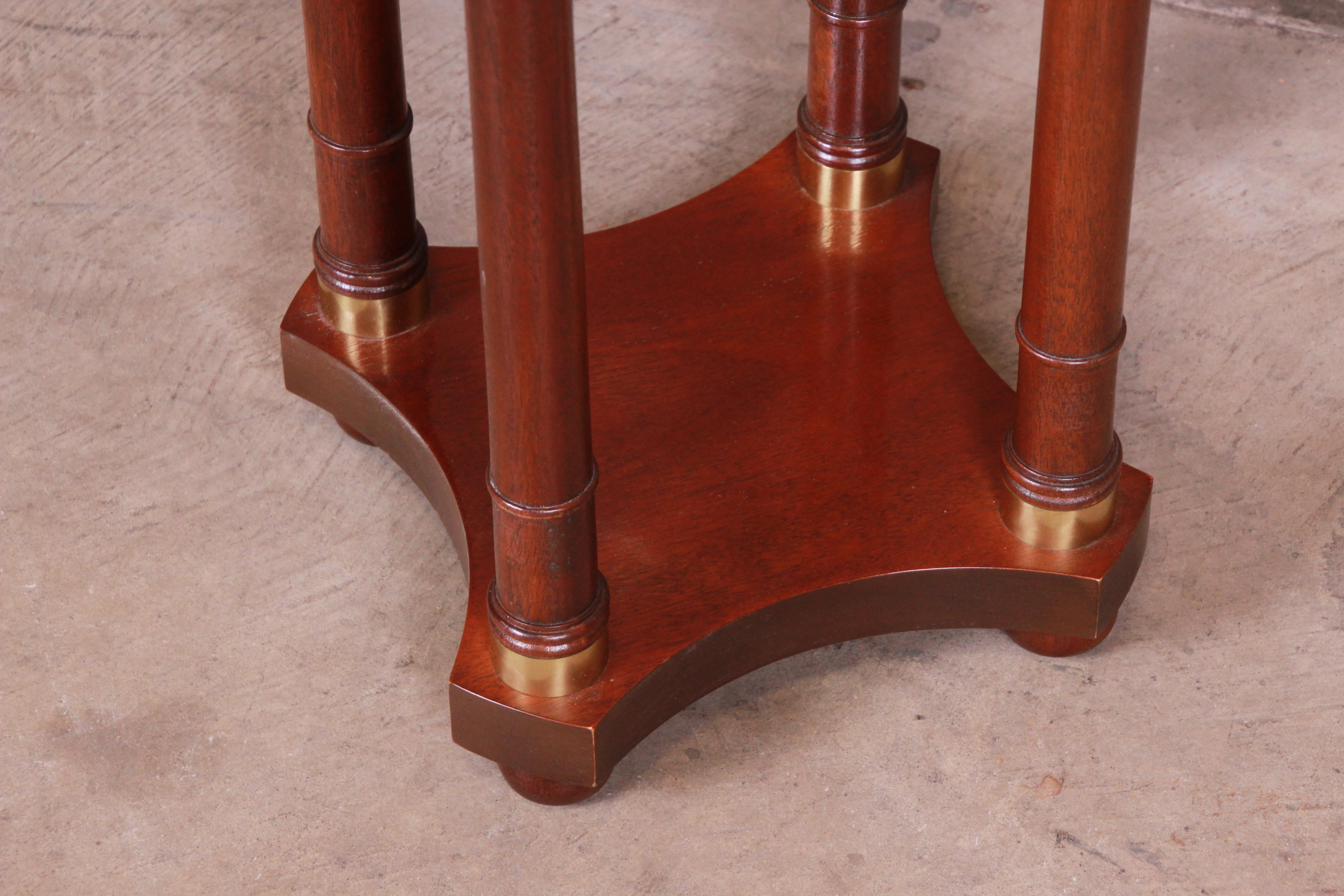 American Baker Furniture Regency Mahogany and Brass Pedestal Plant Stand