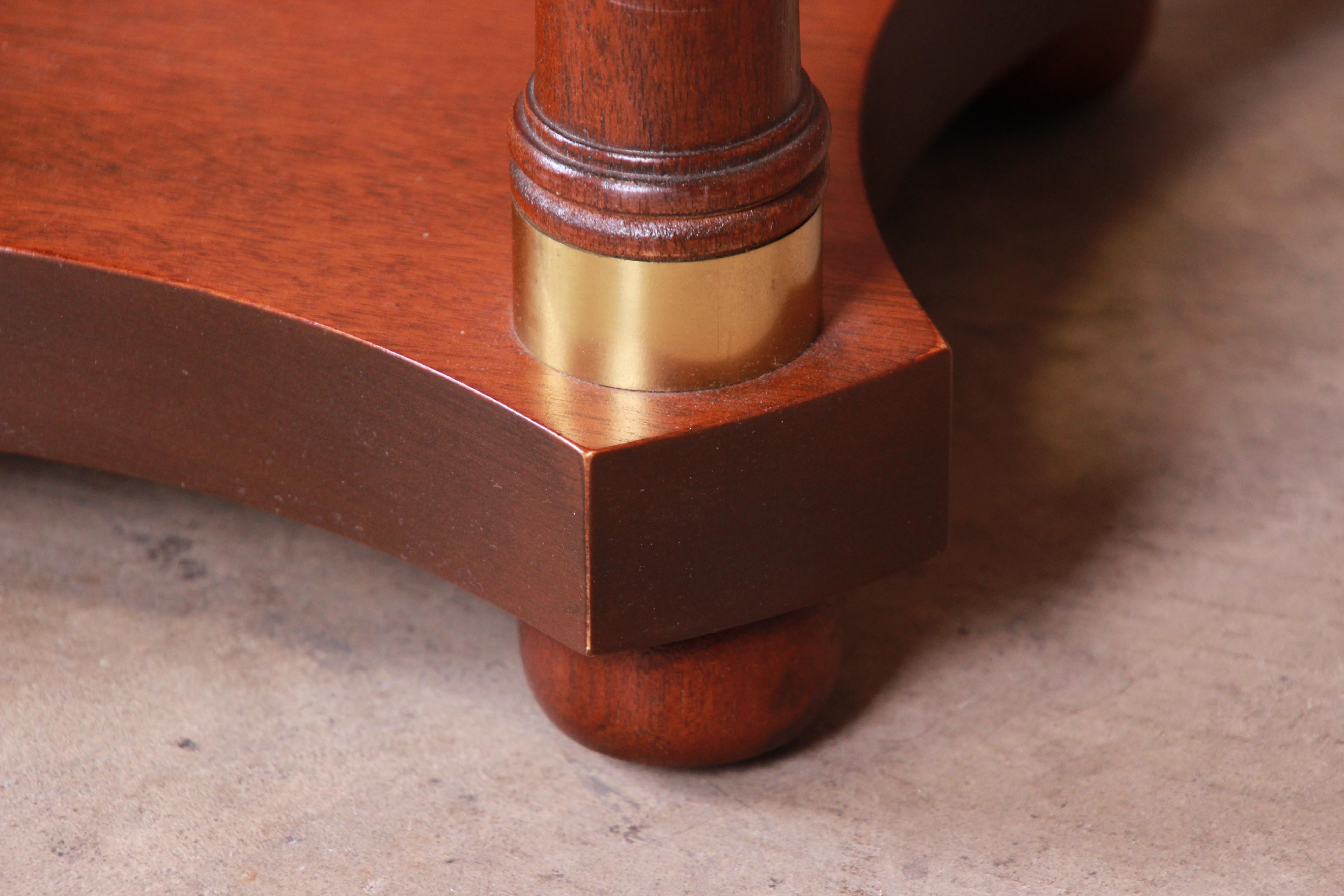 Baker Furniture Regency Mahogany and Brass Pedestal Plant Stand In Good Condition In South Bend, IN
