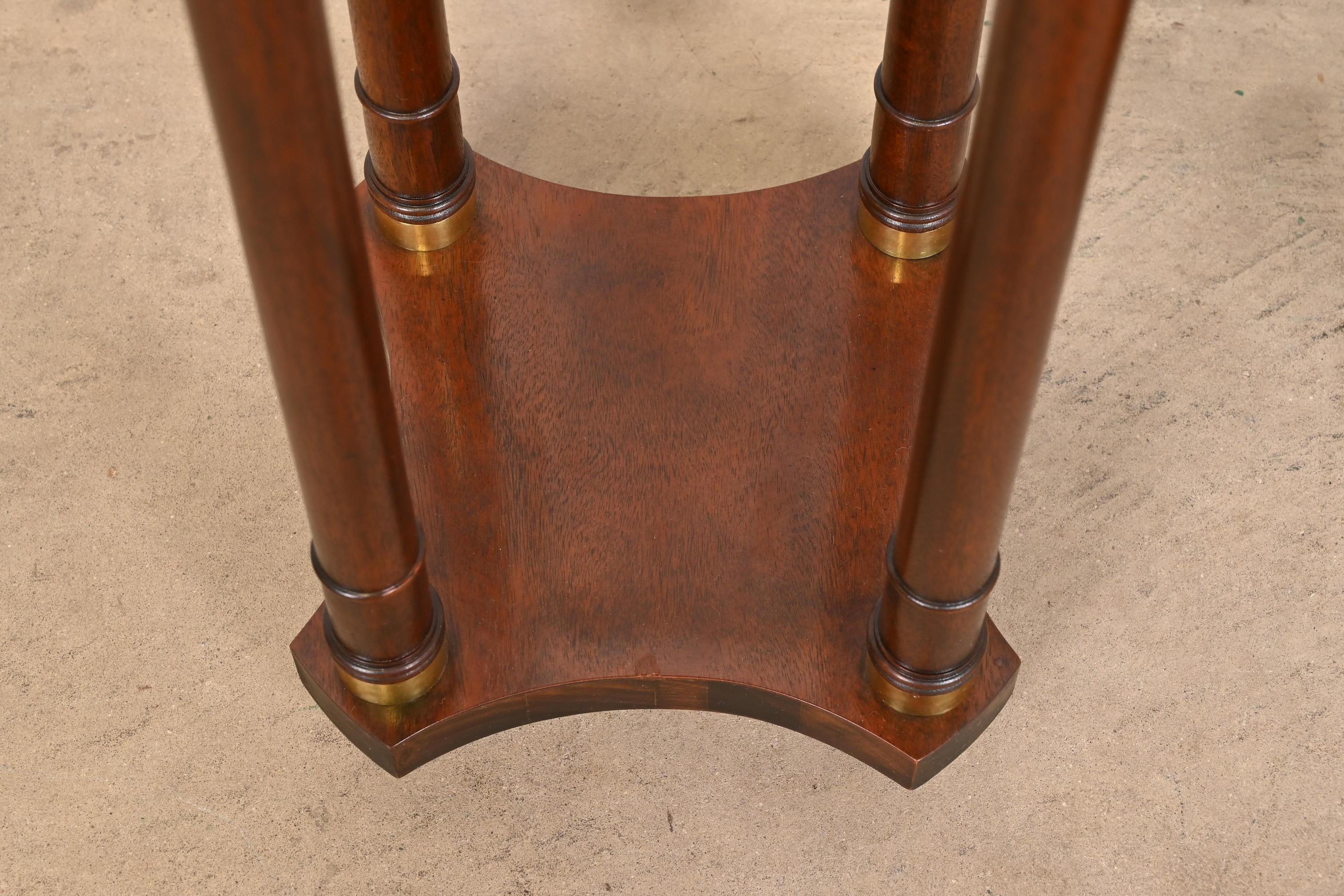 Baker Furniture Regency Mahogany and Brass Pedestal Plant Stands, Pair 5
