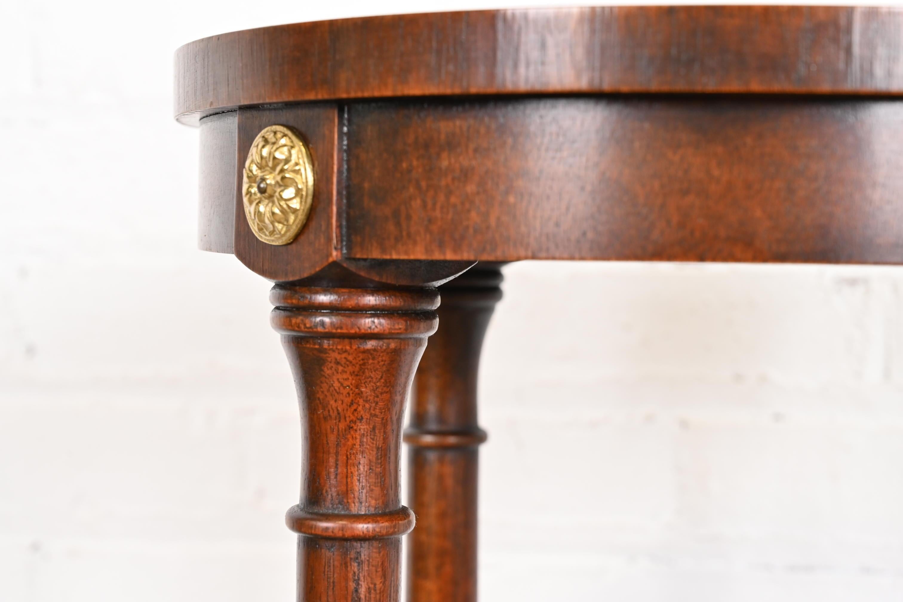 Baker Furniture Regency Mahogany and Brass Pedestal Plant Stands, Pair 2