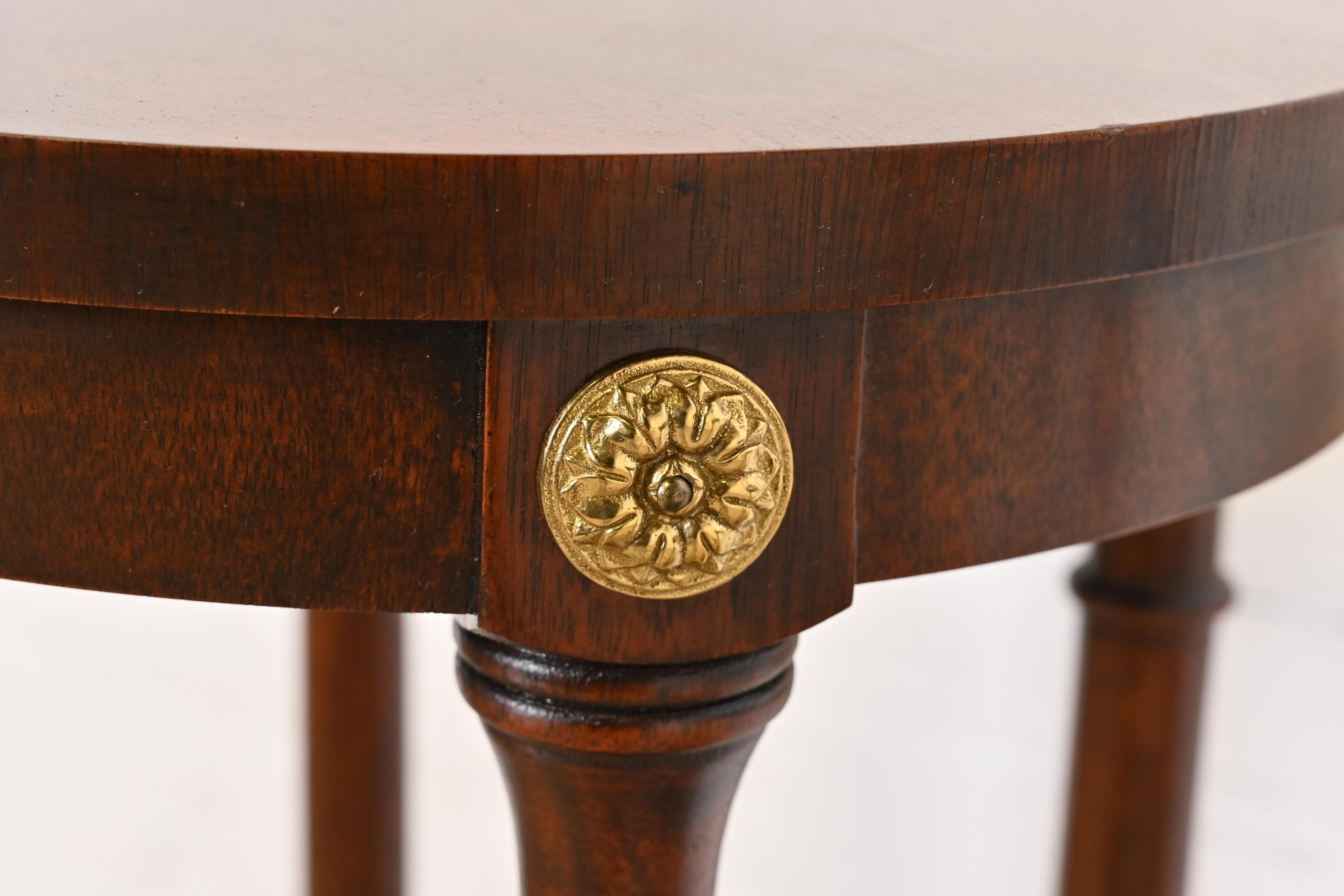Baker Furniture Regency Mahogany and Brass Pedestal Plant Stands, Pair 3