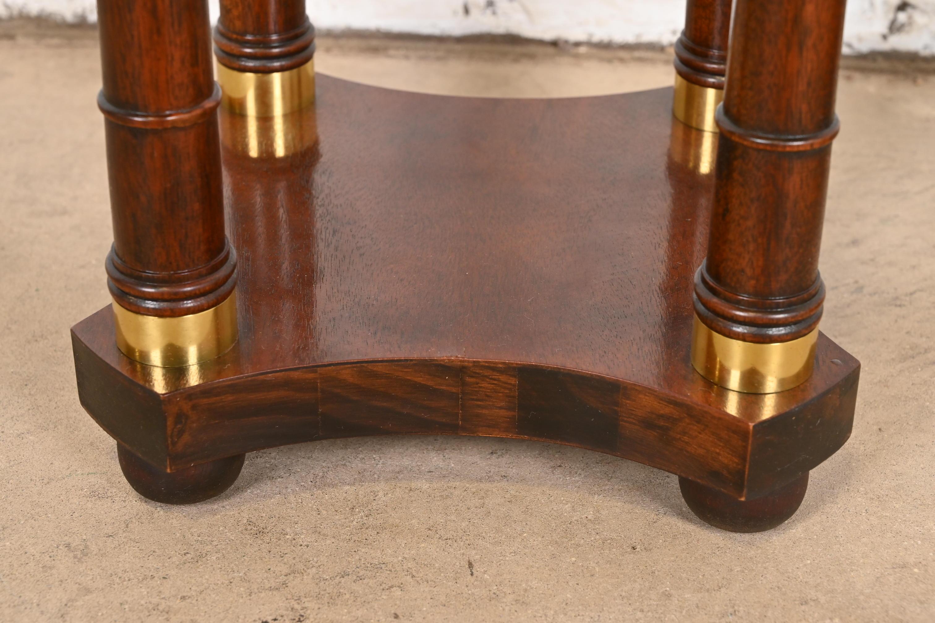 Baker Furniture Regency Mahogany and Brass Pedestal Plant Stands, Pair 4