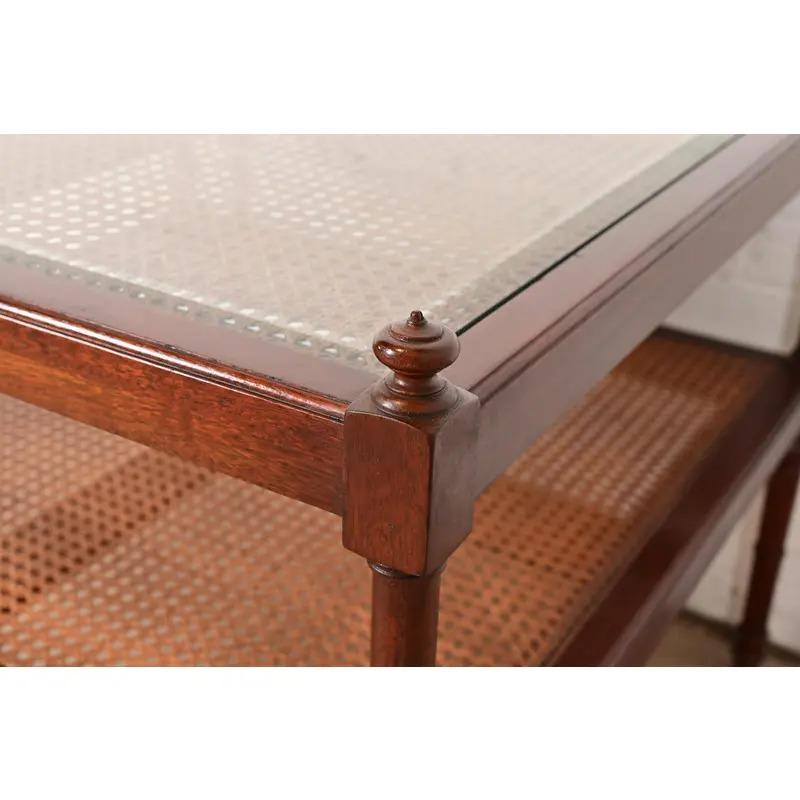 Baker Furniture Regency Mahogany and Cane Two-Tier Coffee Table For Sale 2