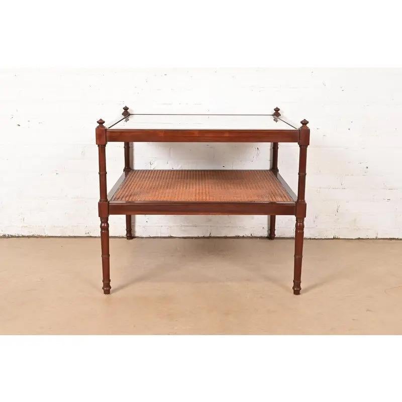 Baker Furniture Regency Mahogany and Cane Two-Tier Coffee Table For Sale 4
