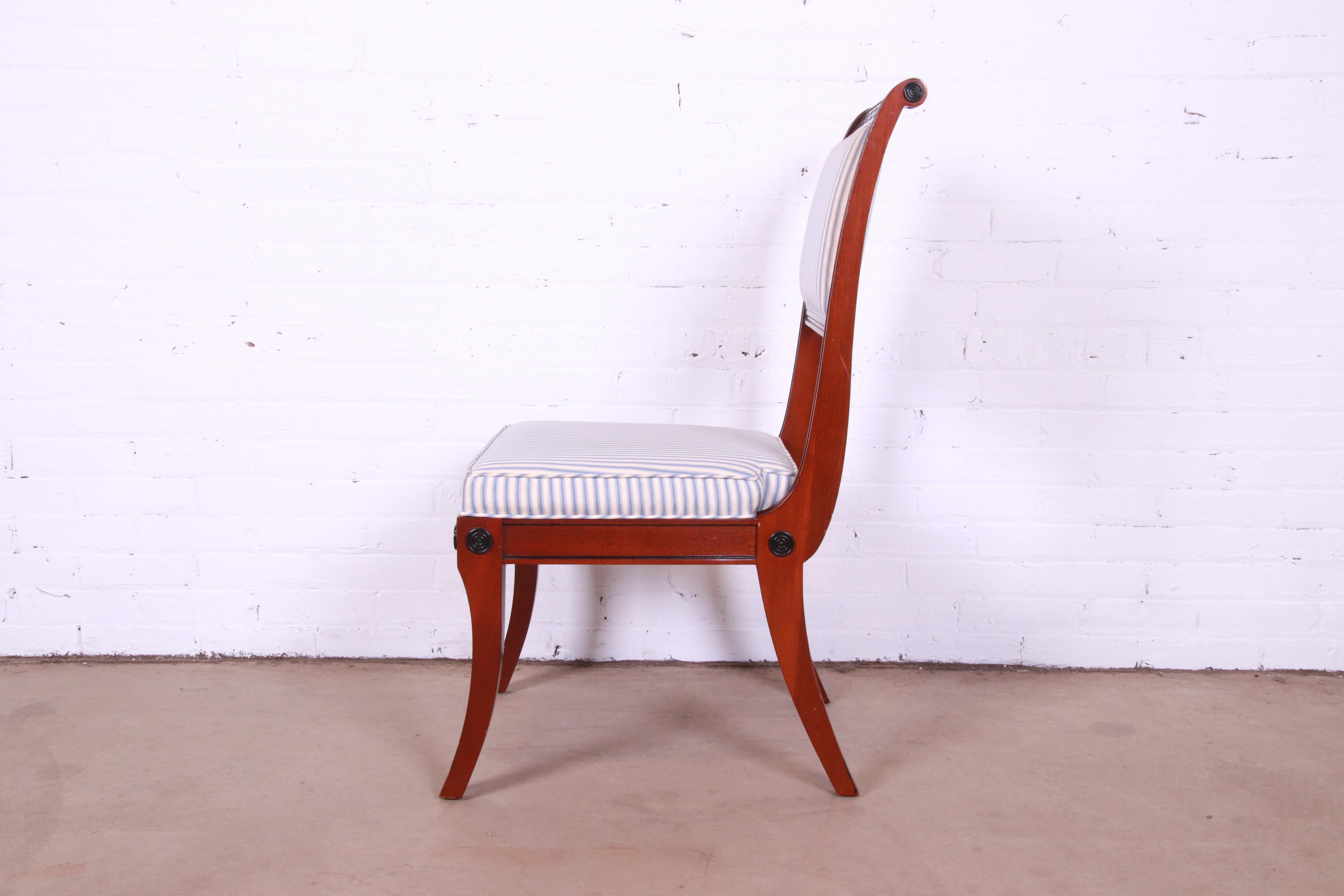 Baker Furniture Regency Mahogany and Ebonized Greek Key Side Chairs, Pair 3