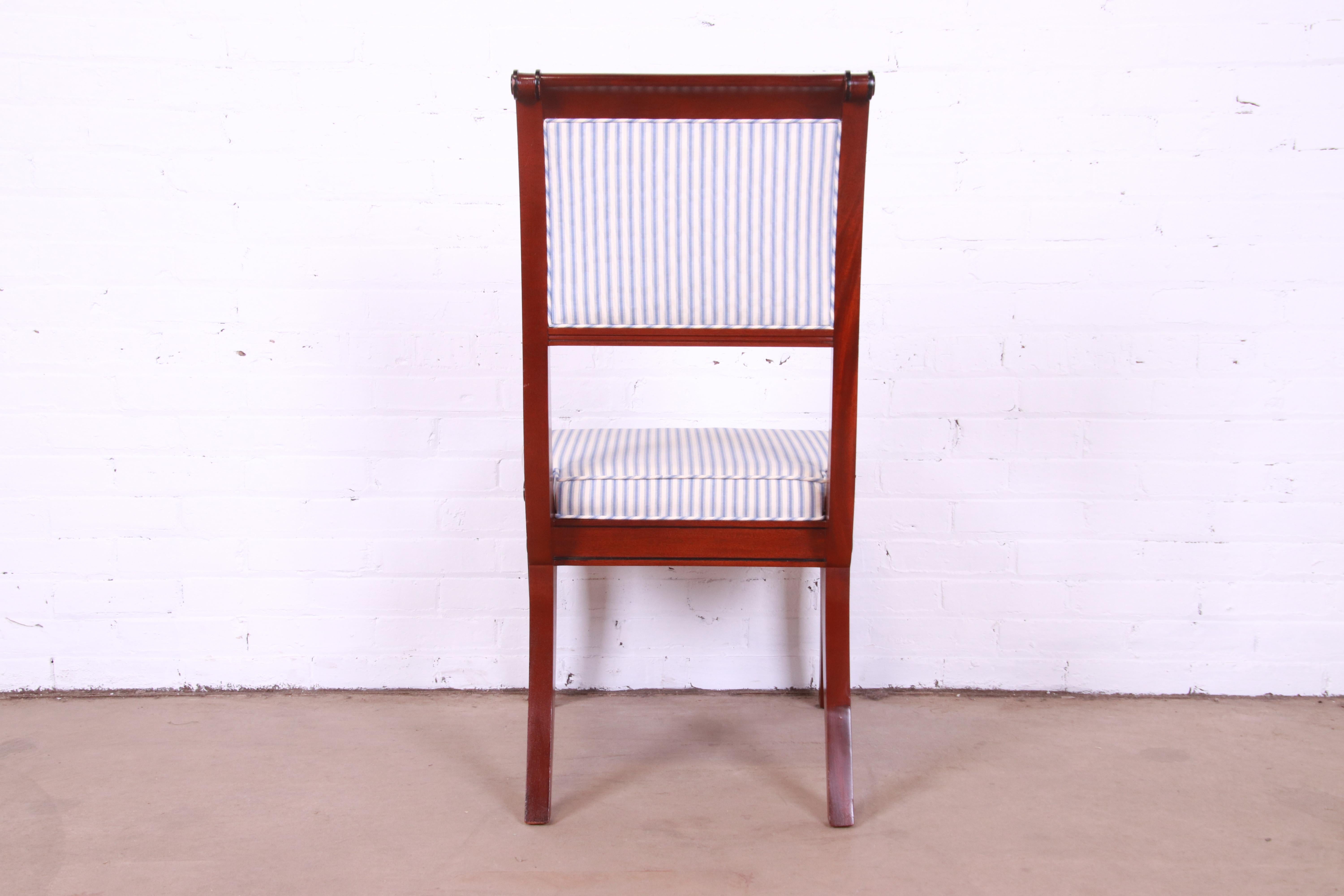 Baker Furniture Regency Mahogany and Ebonized Greek Key Side Chairs, Pair 4