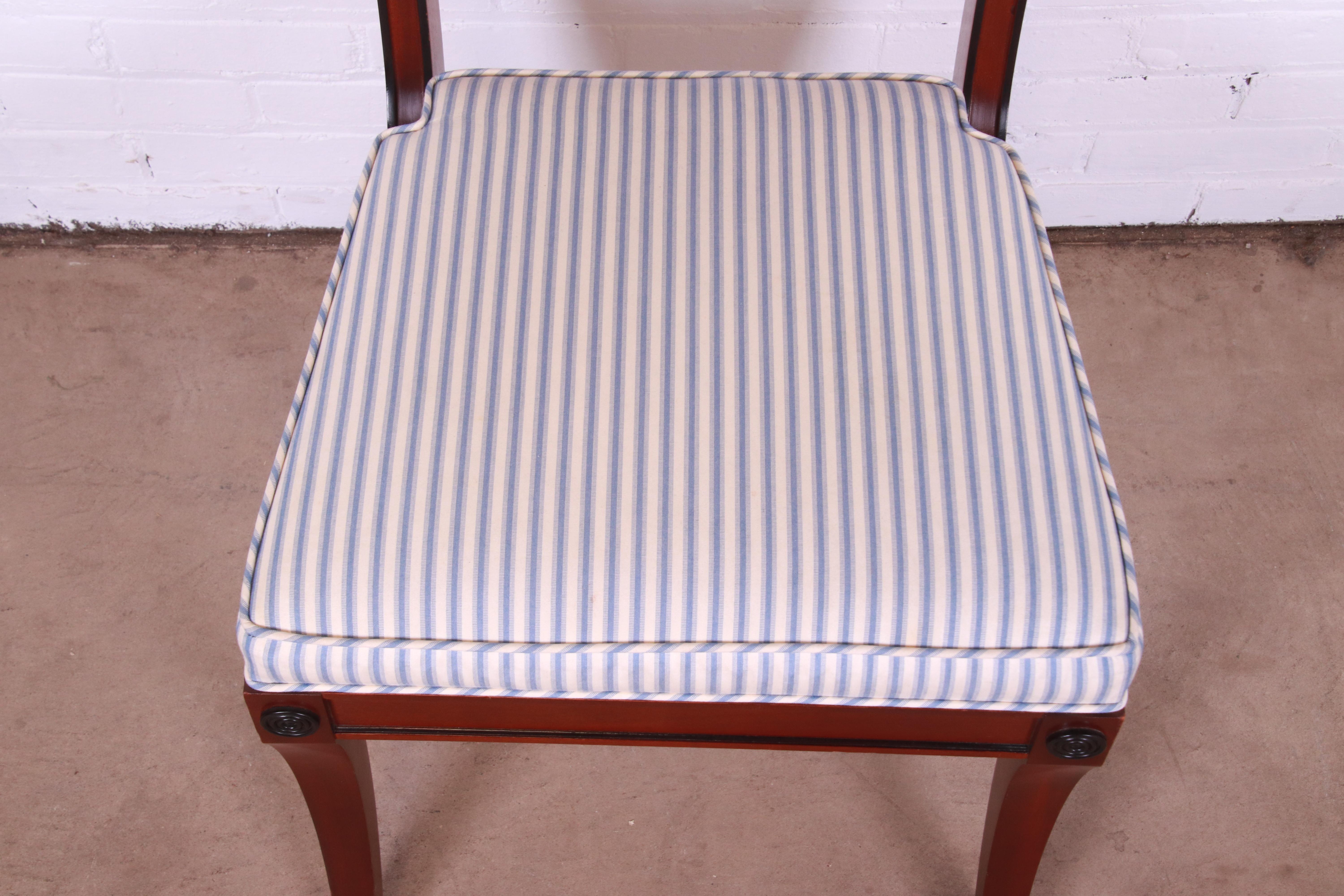 Baker Furniture Regency Mahogany and Ebonized Greek Key Side Chairs, Pair 7