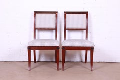 Baker Furniture Regency Mahogany and Ebonized Greek Key Side Chairs, Pair