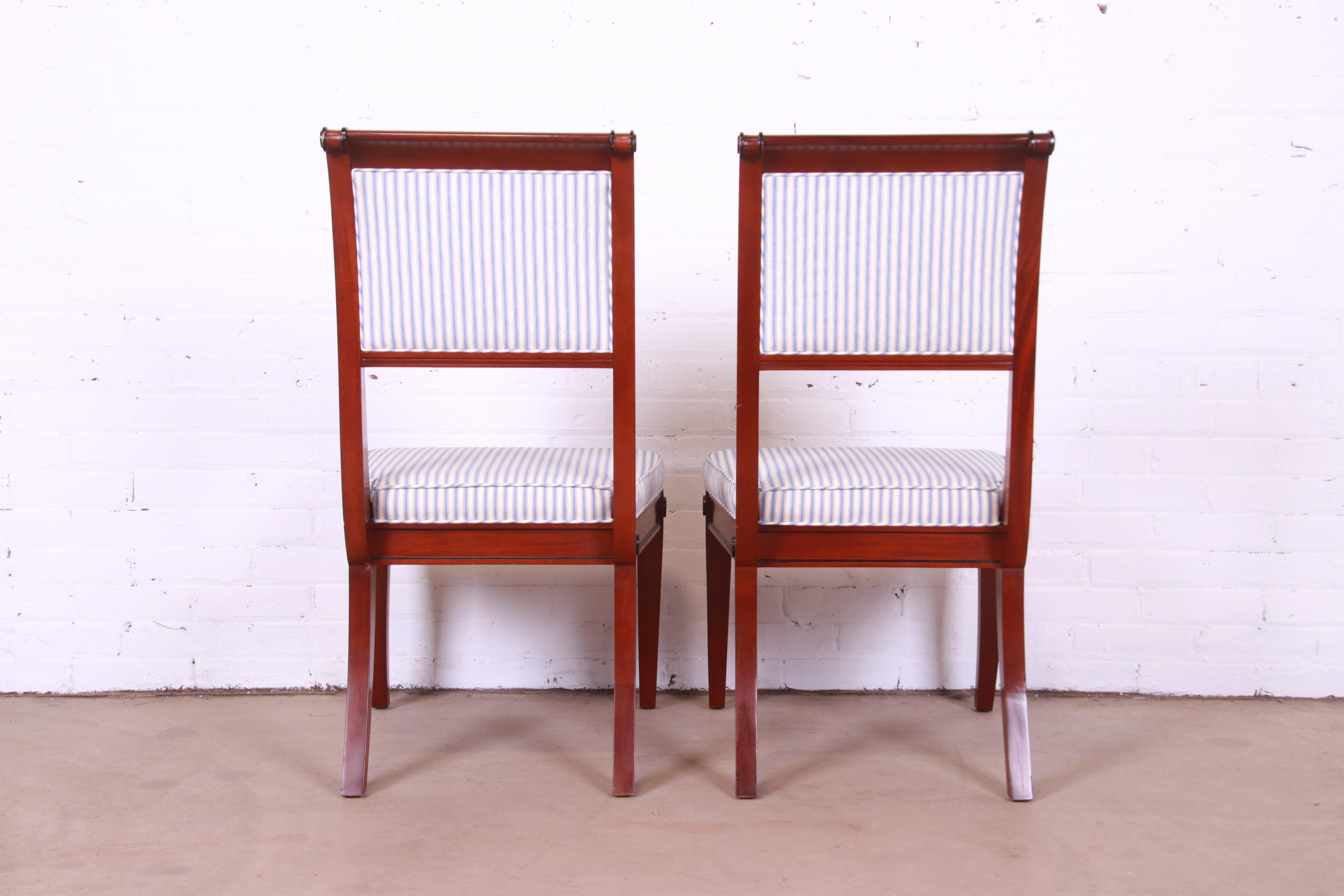 Baker Furniture Regency Mahogany and Ebonized Greek Key Side Chairs, Pair 2