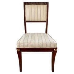 Baker Furniture Regency Mahogany and Giltwood Greek Key Upholstered Dining Chair