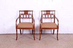 Baker Furniture Regency Mahogany and Gold Gilt Armchairs, Pair