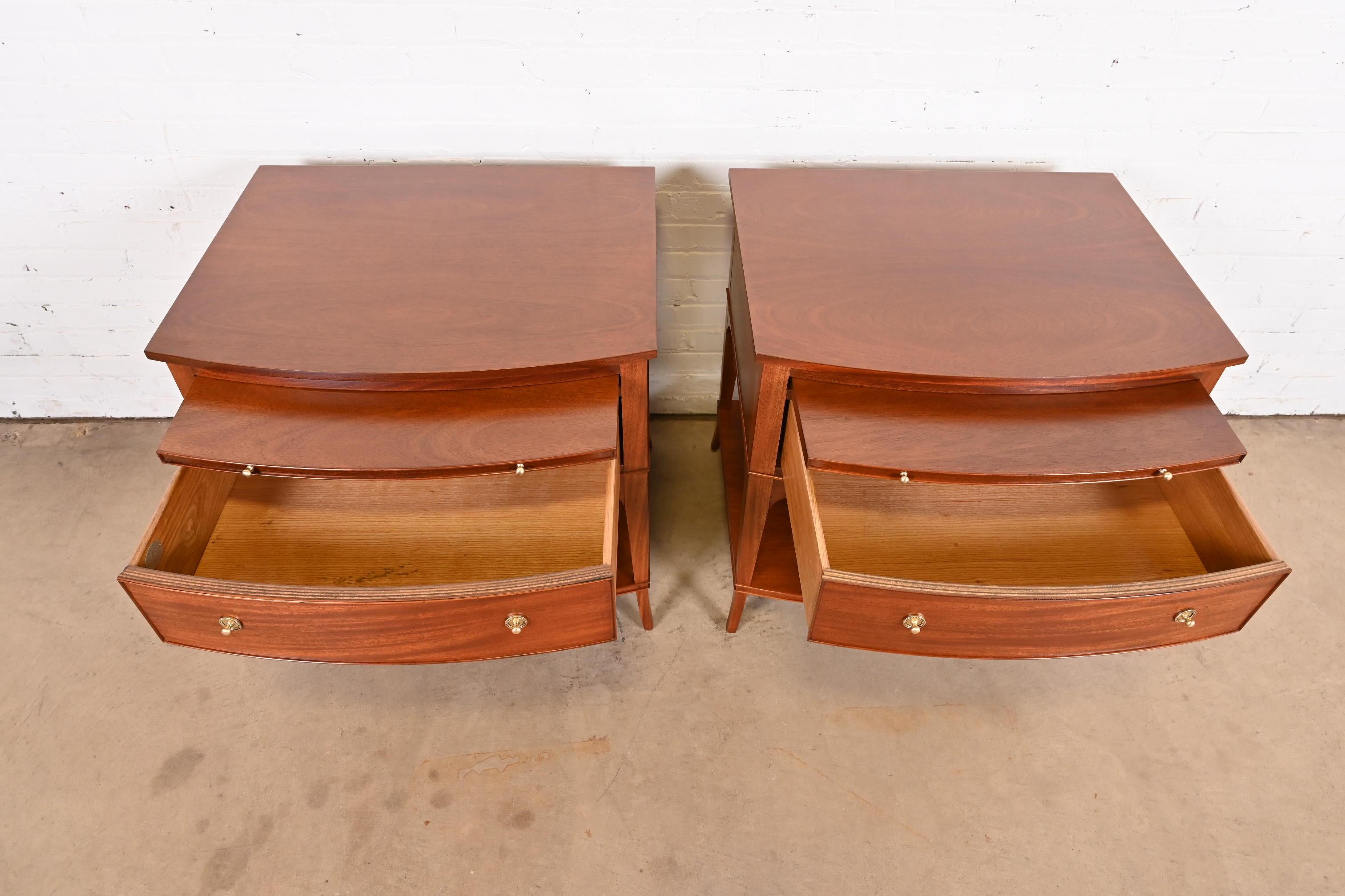 Baker Furniture Regency Mahogany Bedside Tables, Newly Refinished 5