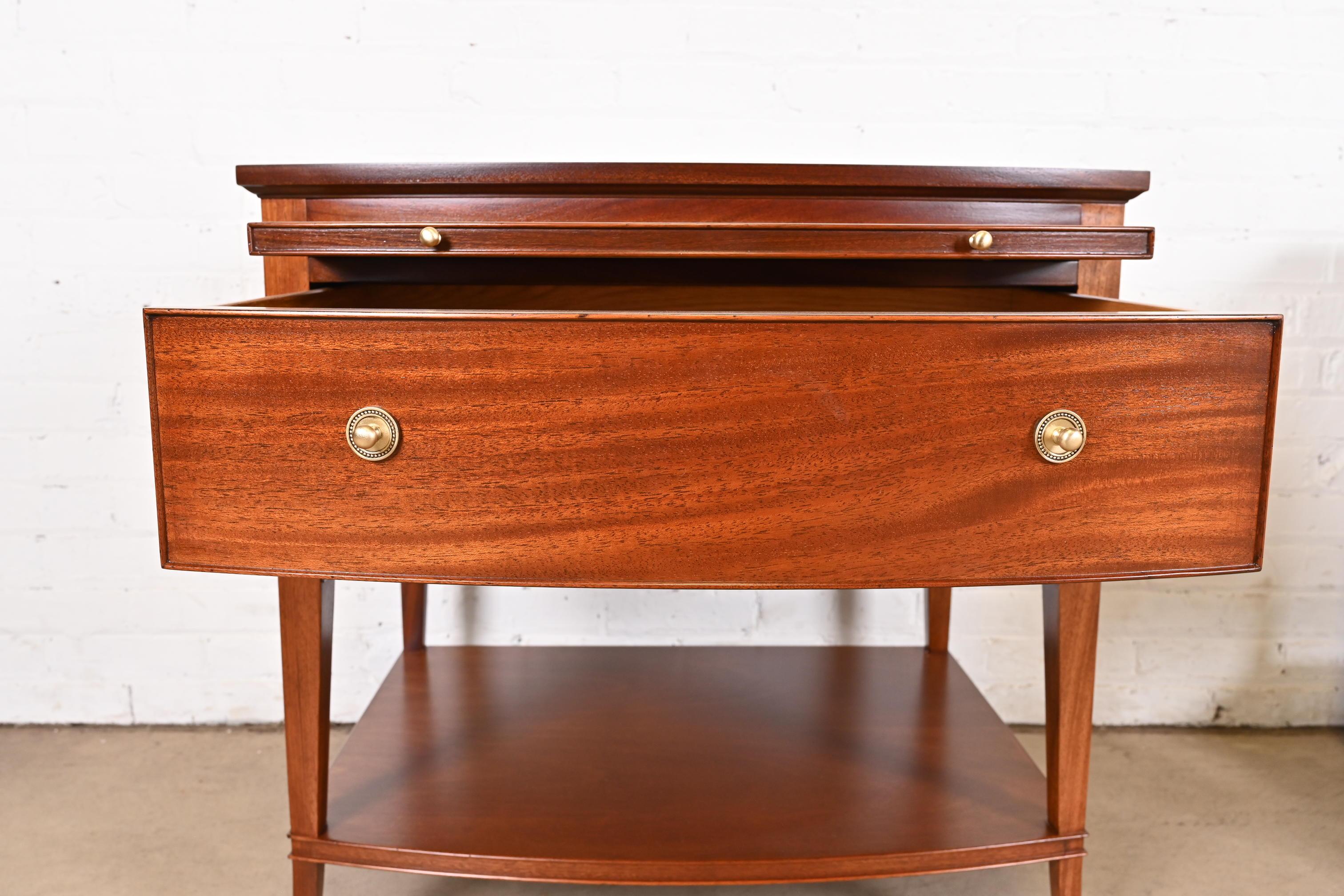 Baker Furniture Regency Mahogany Bedside Tables, Newly Refinished For Sale 6