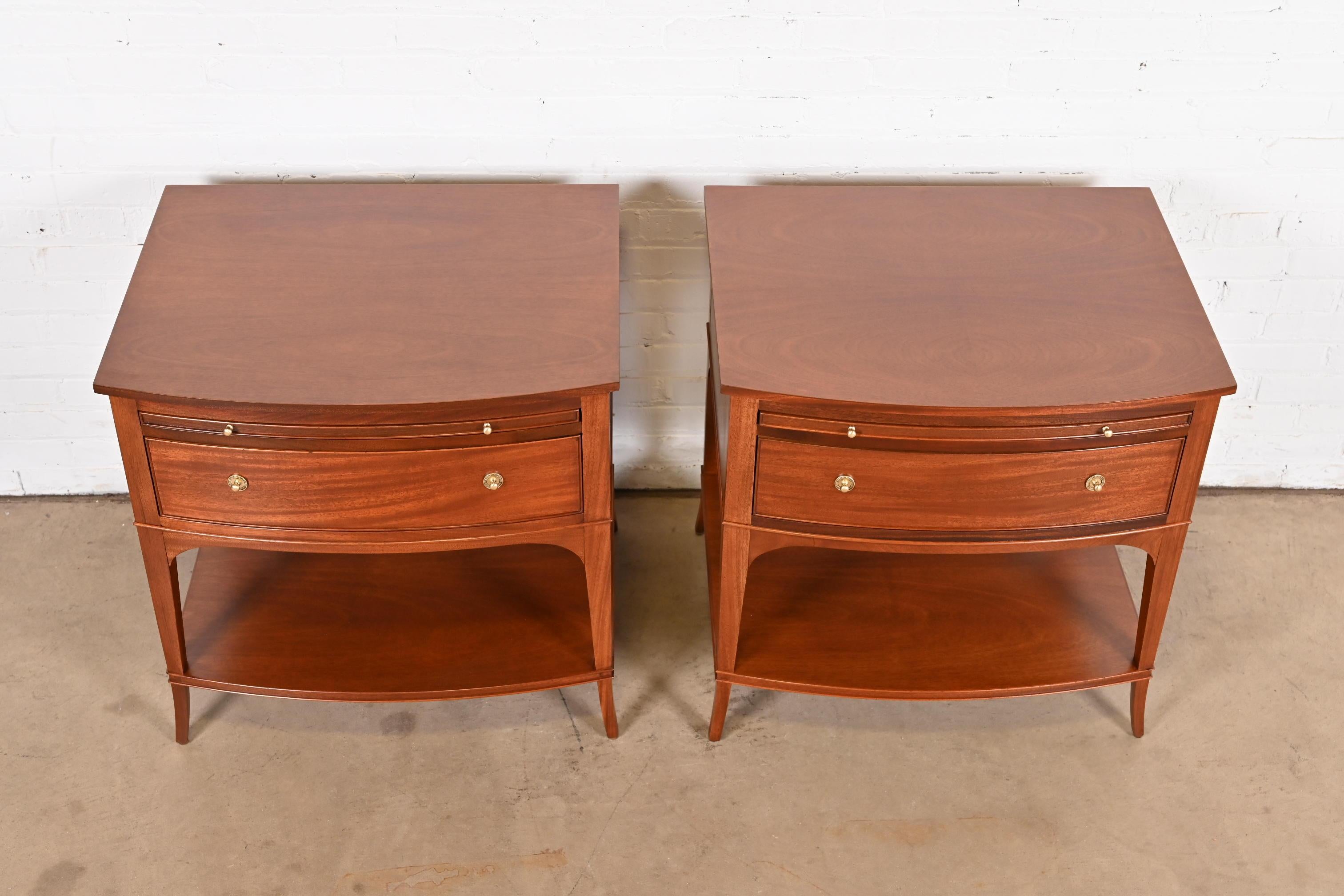 Baker Furniture Regency Mahogany Bedside Tables, Newly Refinished For Sale 8