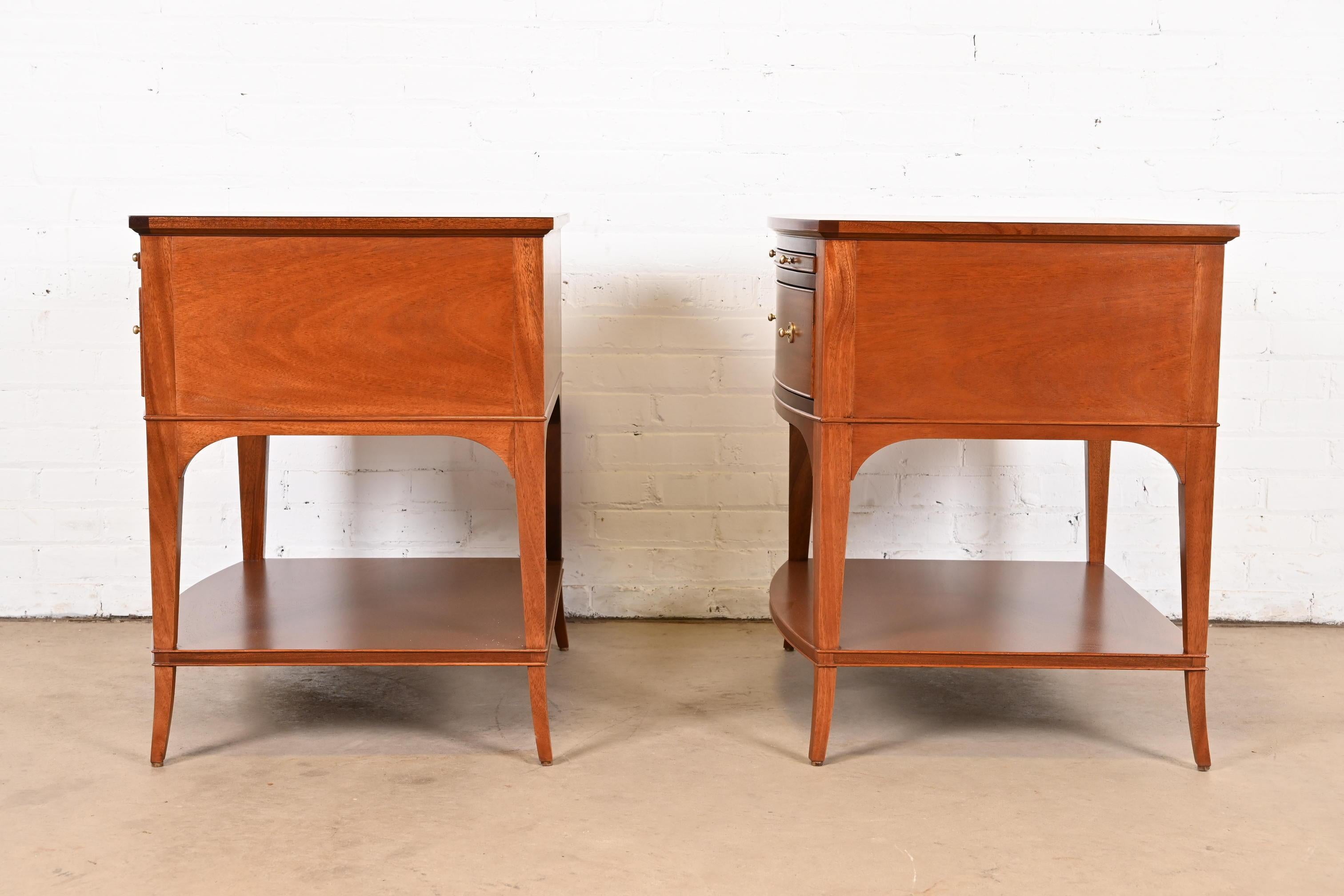 Baker Furniture Regency Mahogany Bedside Tables, Newly Refinished For Sale 9