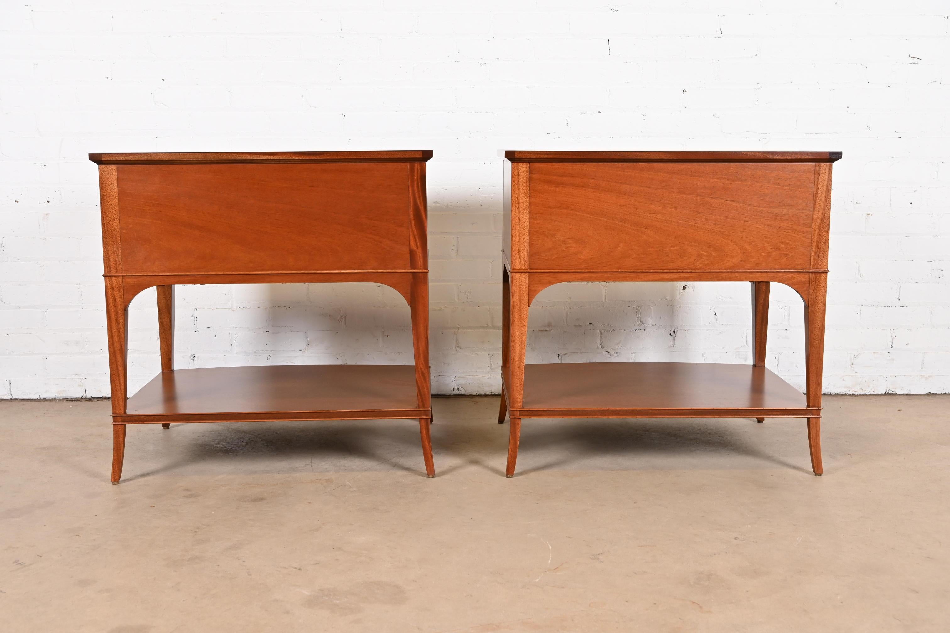 Baker Furniture Regency Mahogany Bedside Tables, Newly Refinished For Sale 10