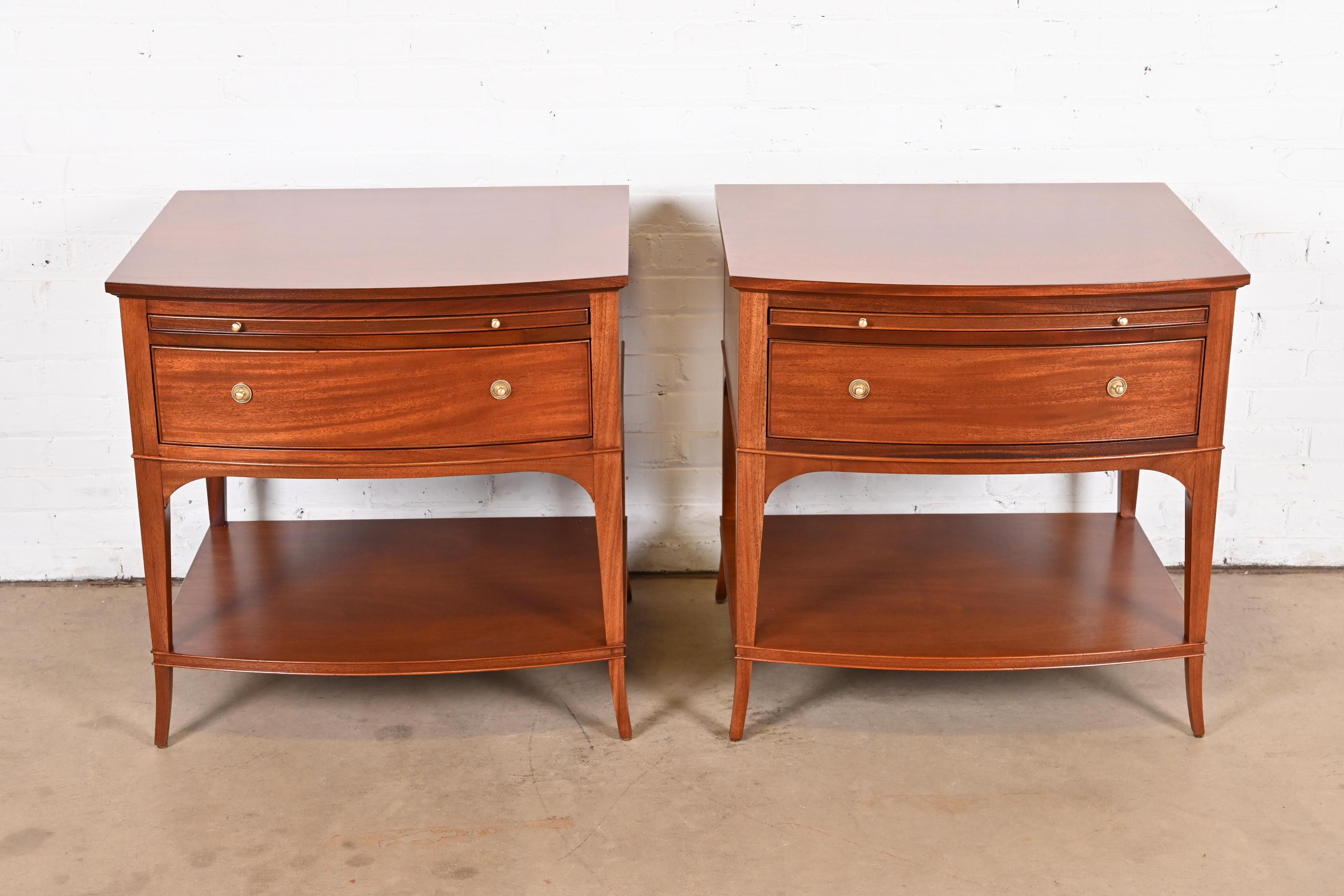 Baker Furniture Regency Mahogany Bedside Tables, Newly Refinished In Good Condition In South Bend, IN