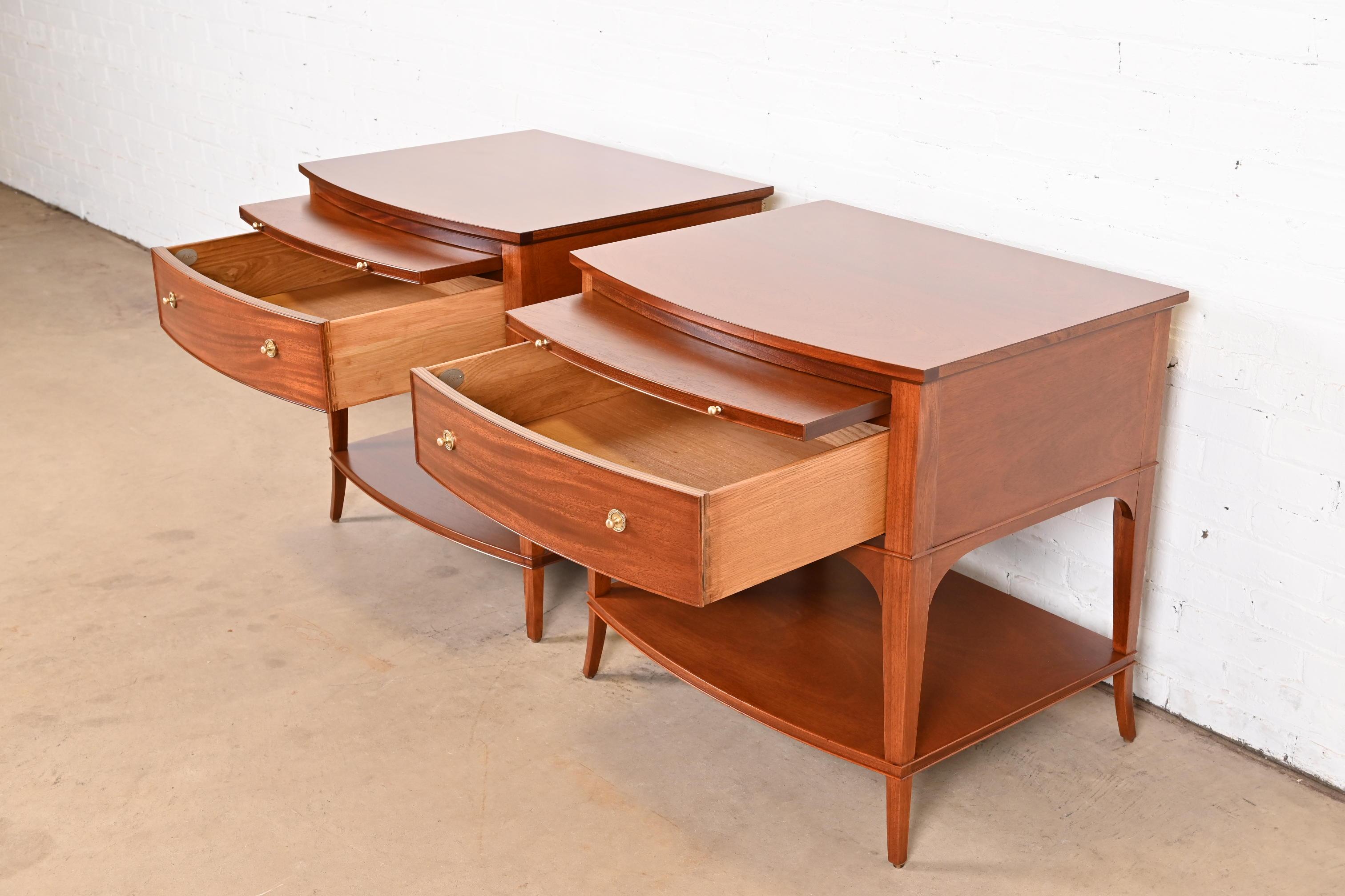 Baker Furniture Regency Mahogany Bedside Tables, Newly Refinished 3