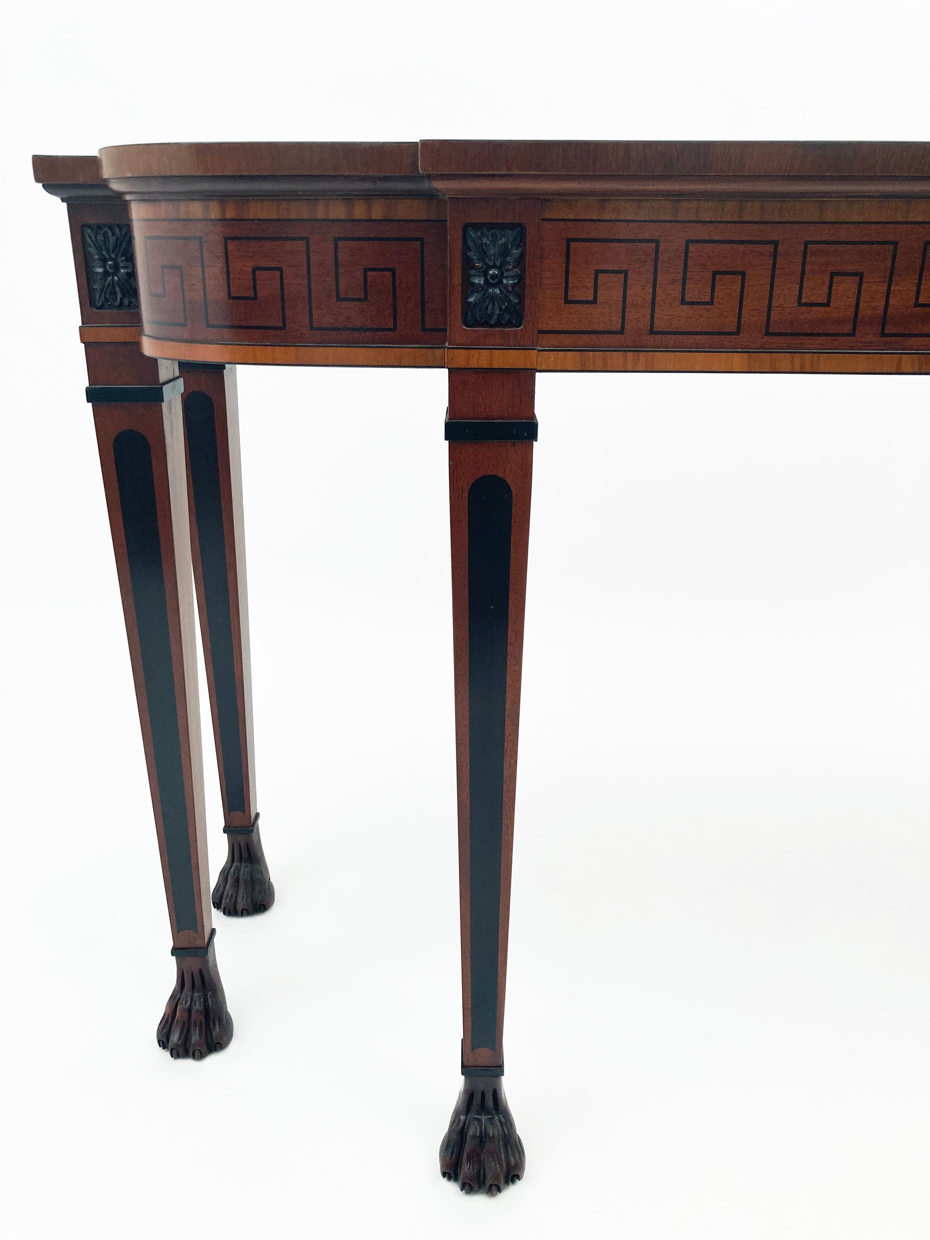 Baker Furniture Regency Mahogany Console Table with Ebonized Greek Key Inlay  5