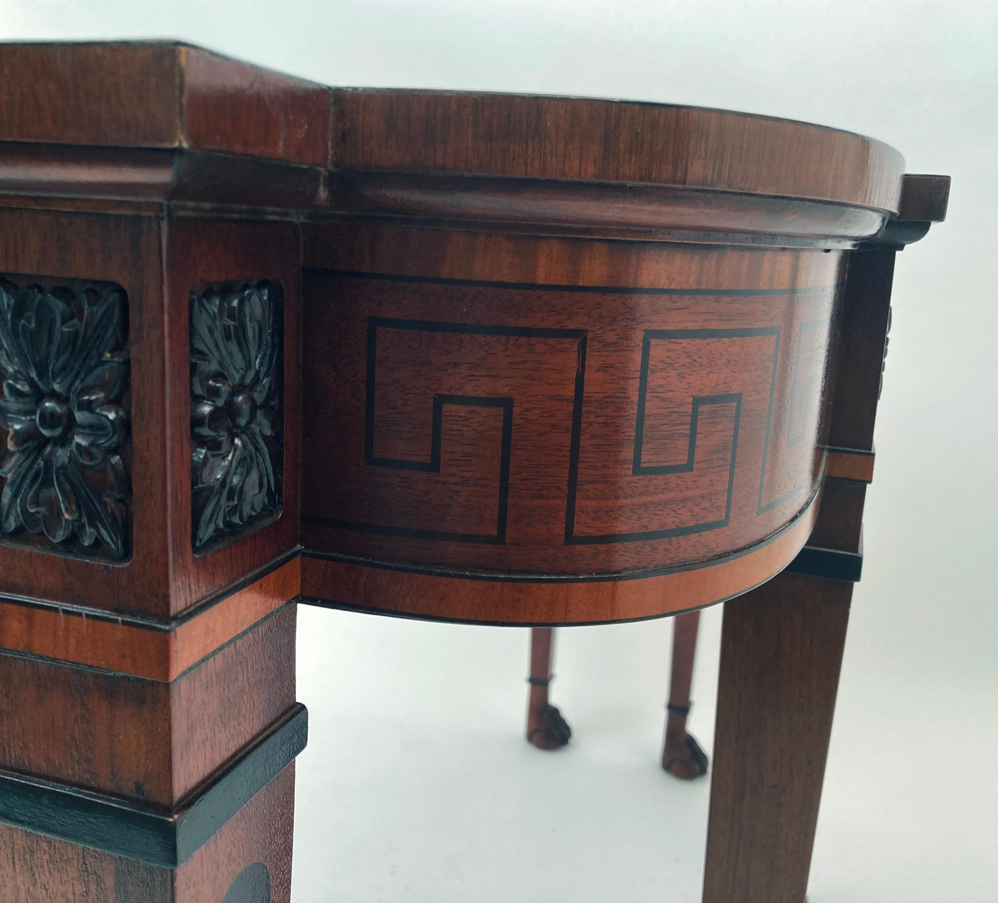20th Century Baker Furniture Regency Mahogany Console Table with Ebonized Greek Key Inlay  For Sale