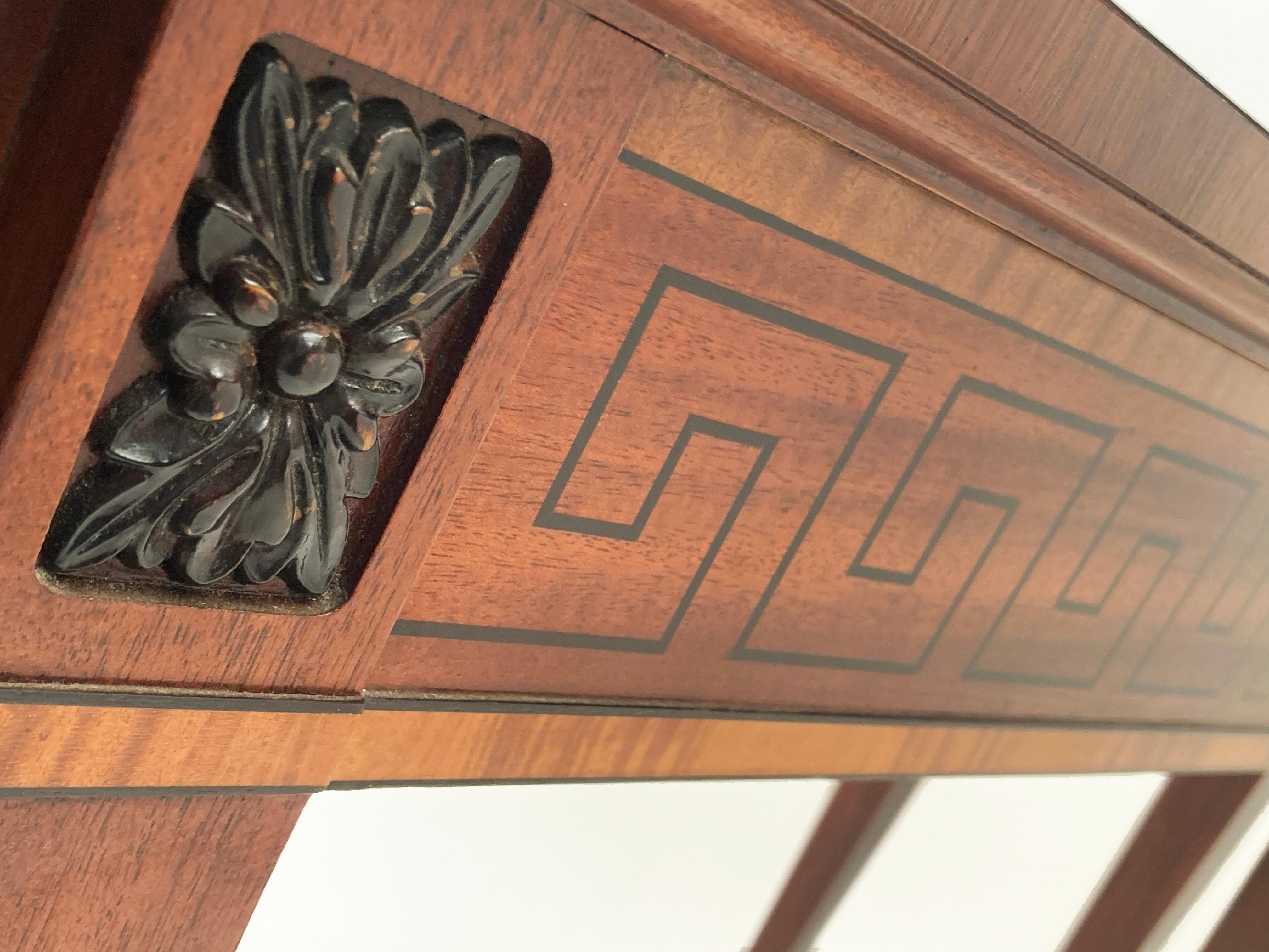 Baker Furniture Regency Mahogany Console Table with Ebonized Greek Key Inlay  For Sale 2
