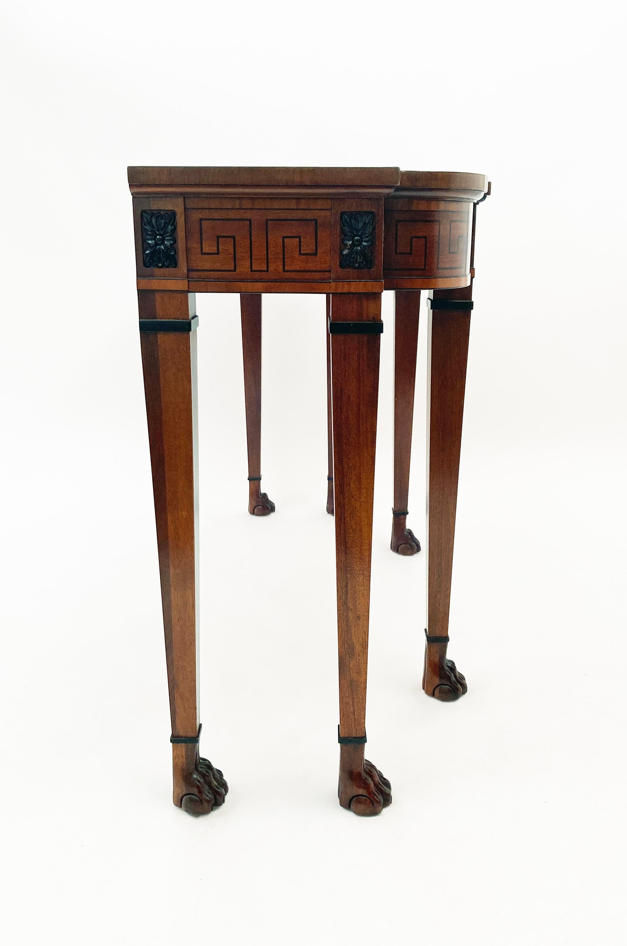 Baker Furniture Regency Mahogany Console Table with Ebonized Greek Key Inlay  For Sale 3