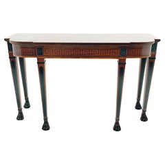 Baker Furniture Regency Mahogany Console Table with Ebonized Greek Key Inlay 