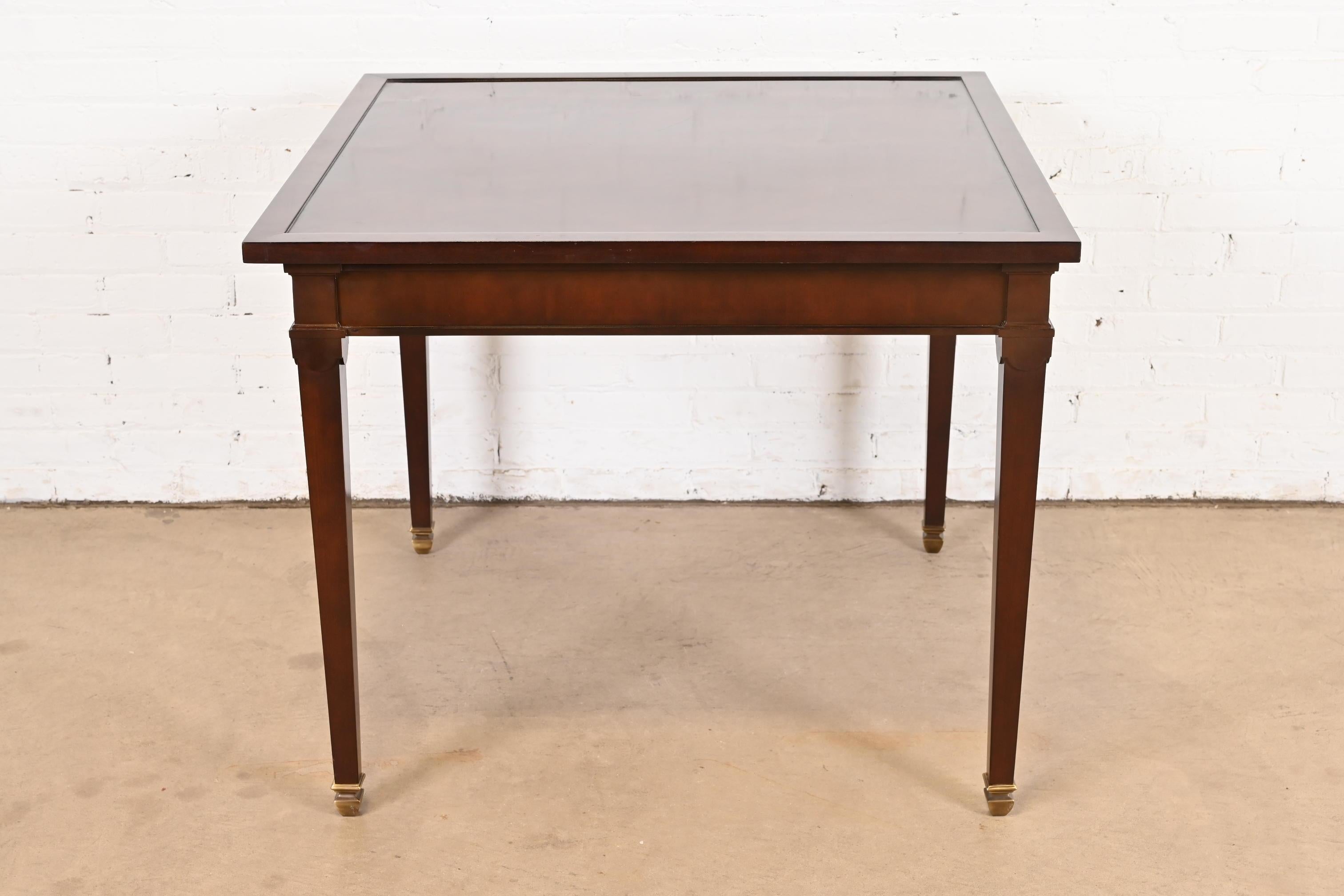 20th Century Baker Furniture Regency Mahogany Game Table With Parquet Top