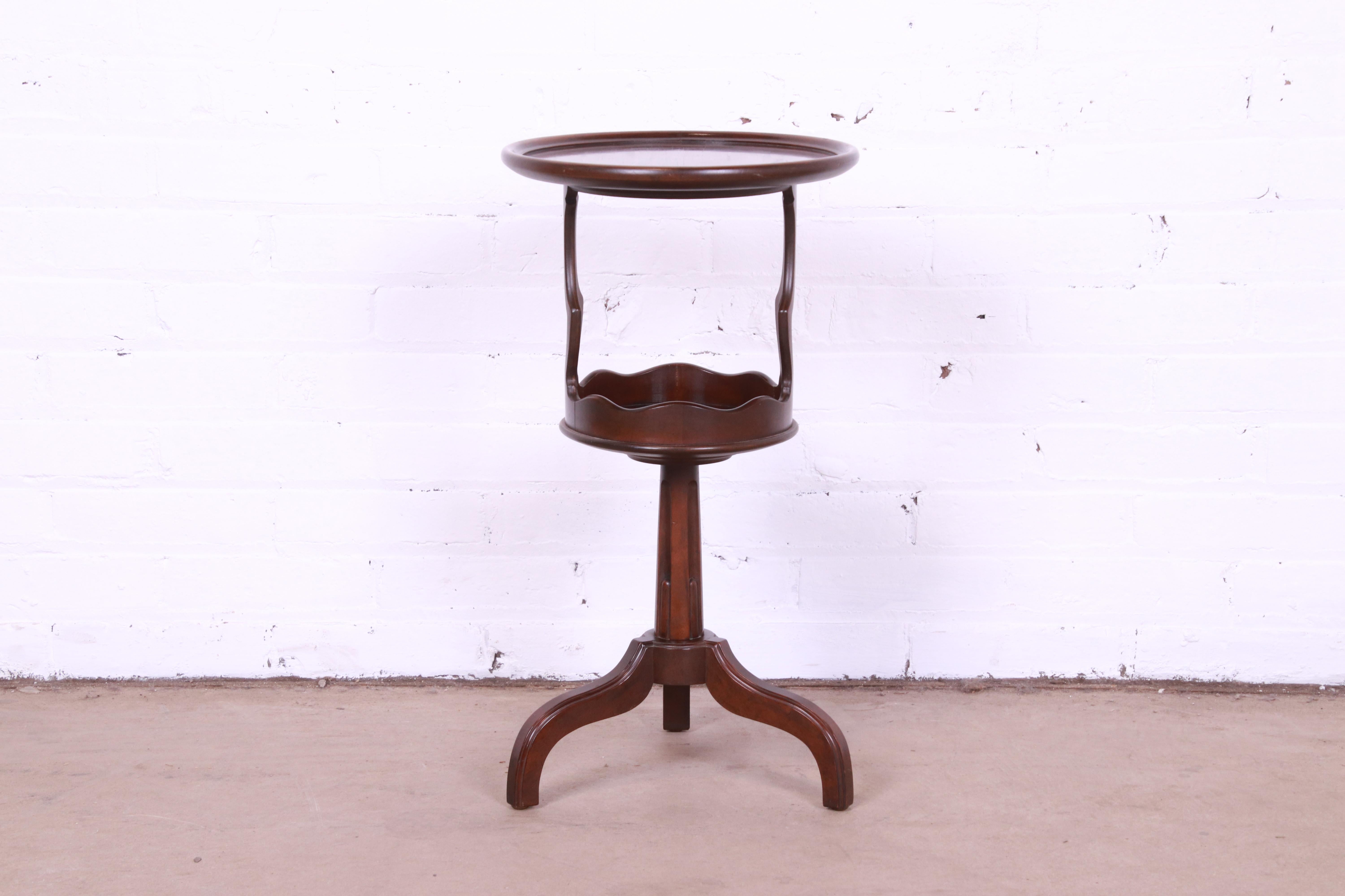 Baker Furniture Regency Mahogany Pedestal Smoker Stand or Occasional Side Table 7