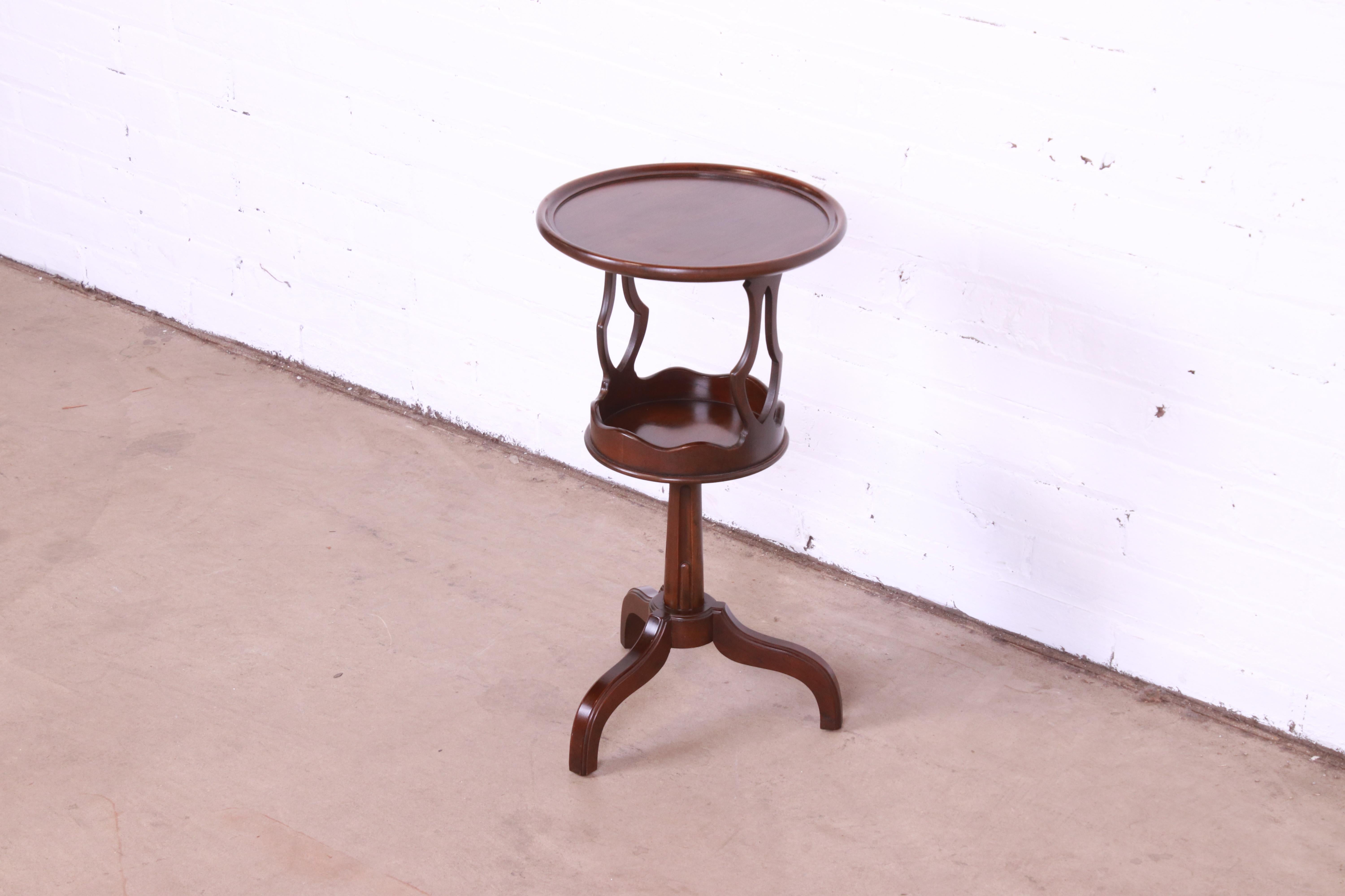 Baker Furniture Regency Mahogany Pedestal Smoker Stand or Occasional Side Table In Good Condition In South Bend, IN