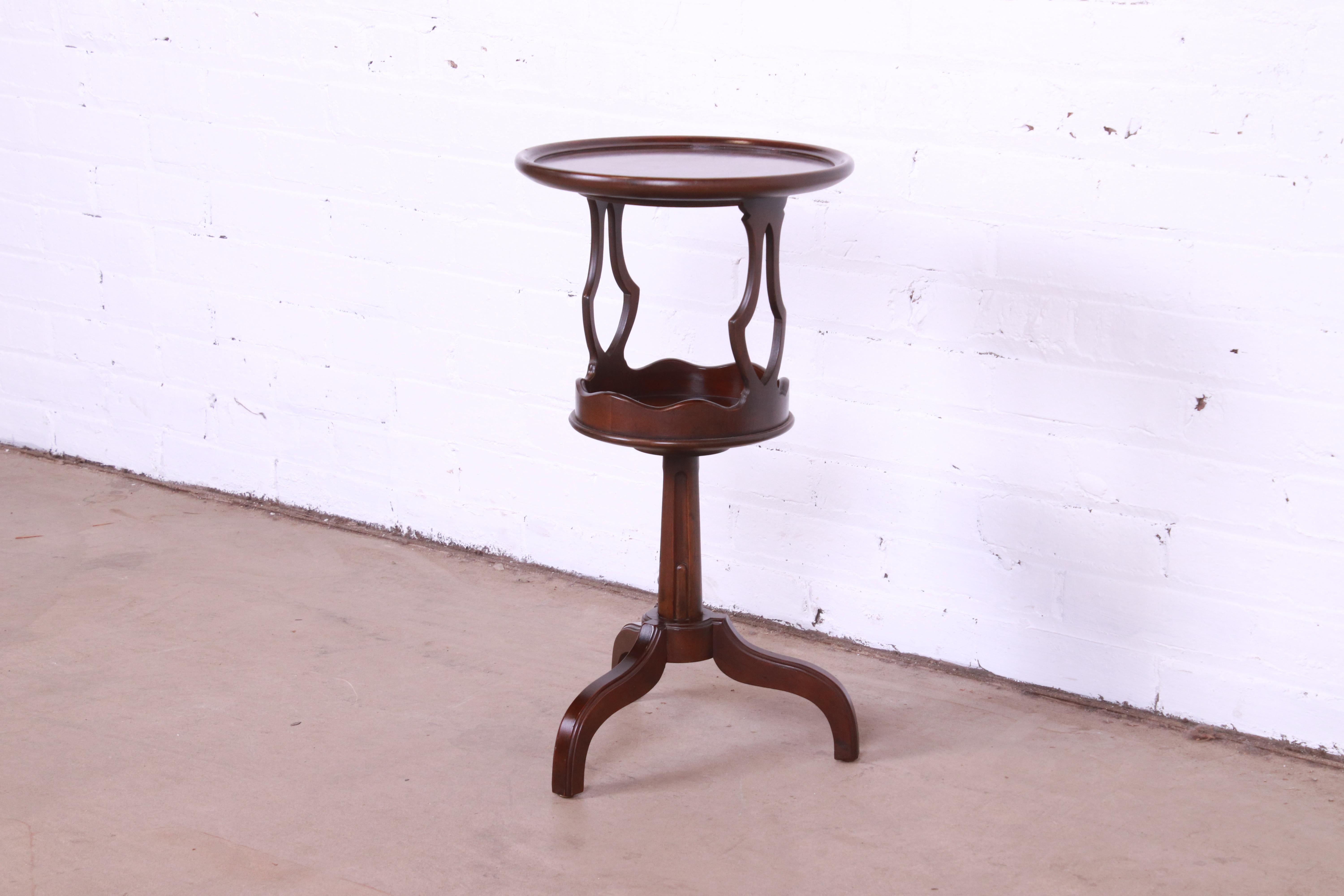 20th Century Baker Furniture Regency Mahogany Pedestal Smoker Stand or Occasional Side Table