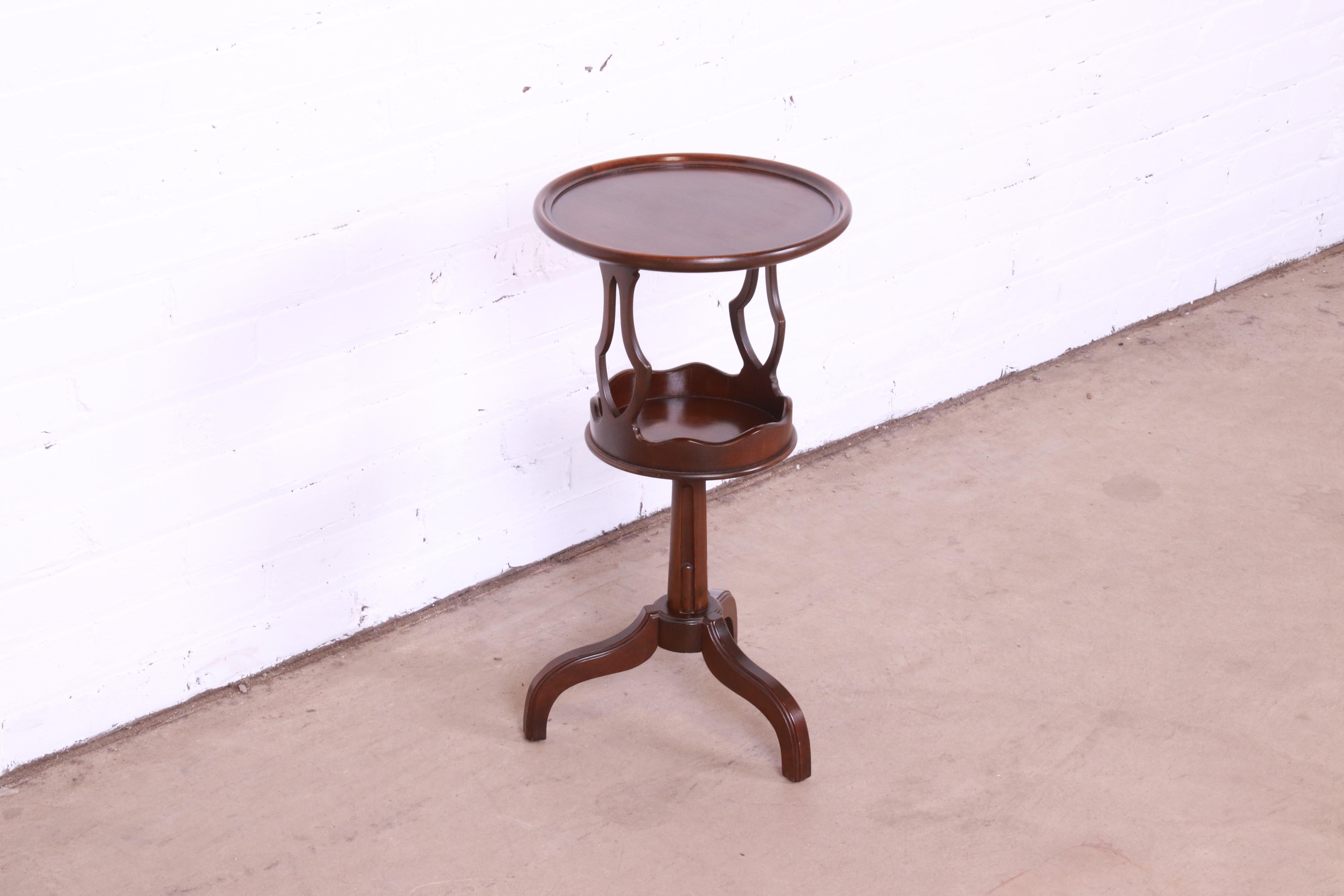 Baker Furniture Regency Mahogany Pedestal Smoker Stand or Occasional Side Table 1