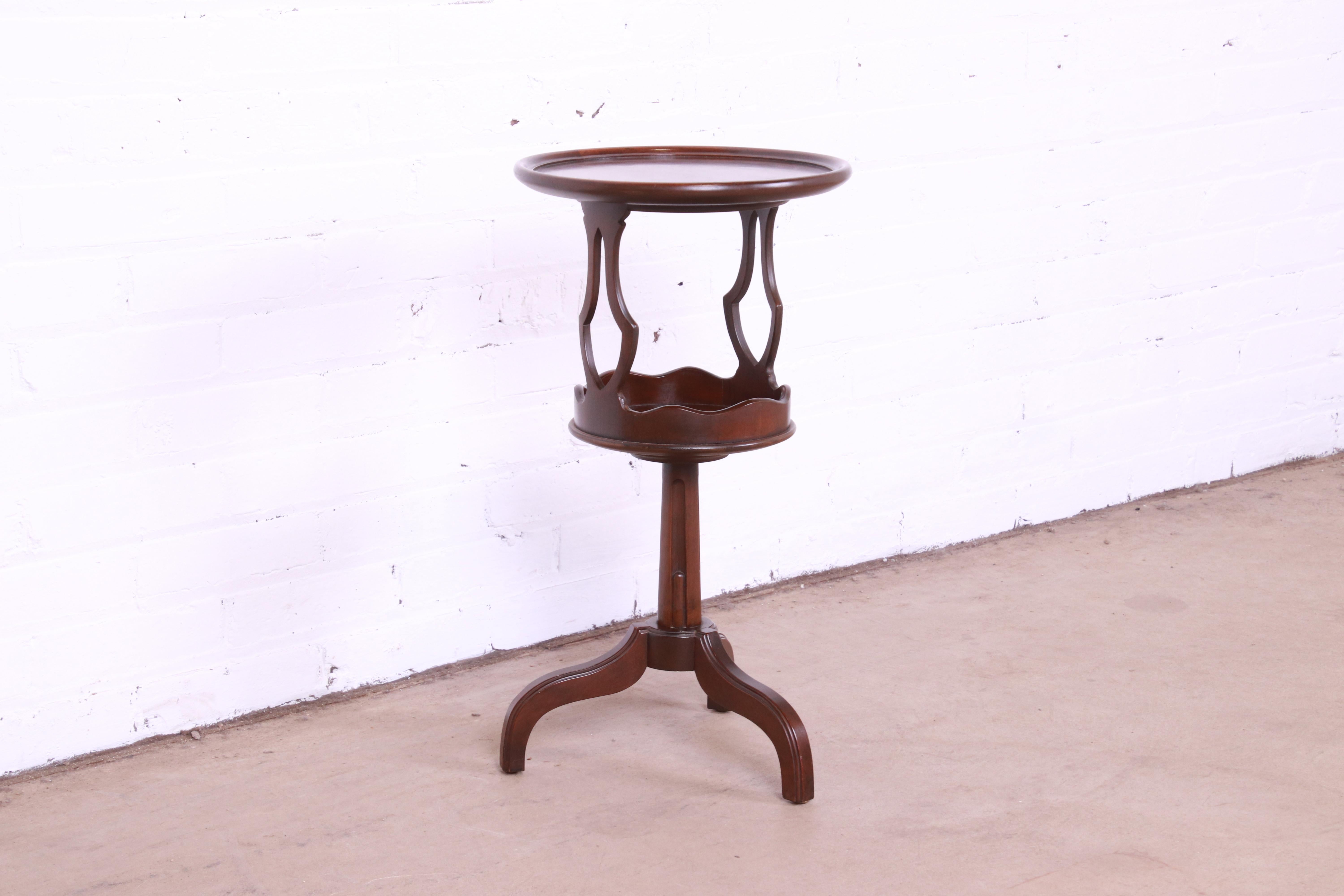 Baker Furniture Regency Mahogany Pedestal Smoker Stand or Occasional Side Table 2