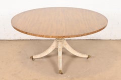 Baker Furniture Regency Oak and Tessellated Marble Pedestal Dining Table