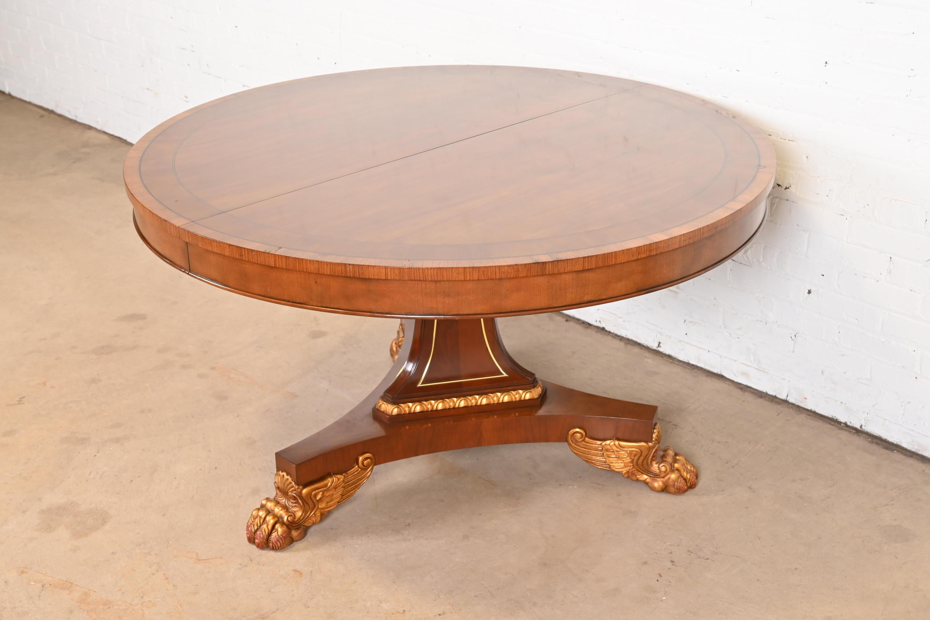 Baker Furniture Regency Paw Foot Pedestal Dining Table or Center Table In Good Condition For Sale In South Bend, IN
