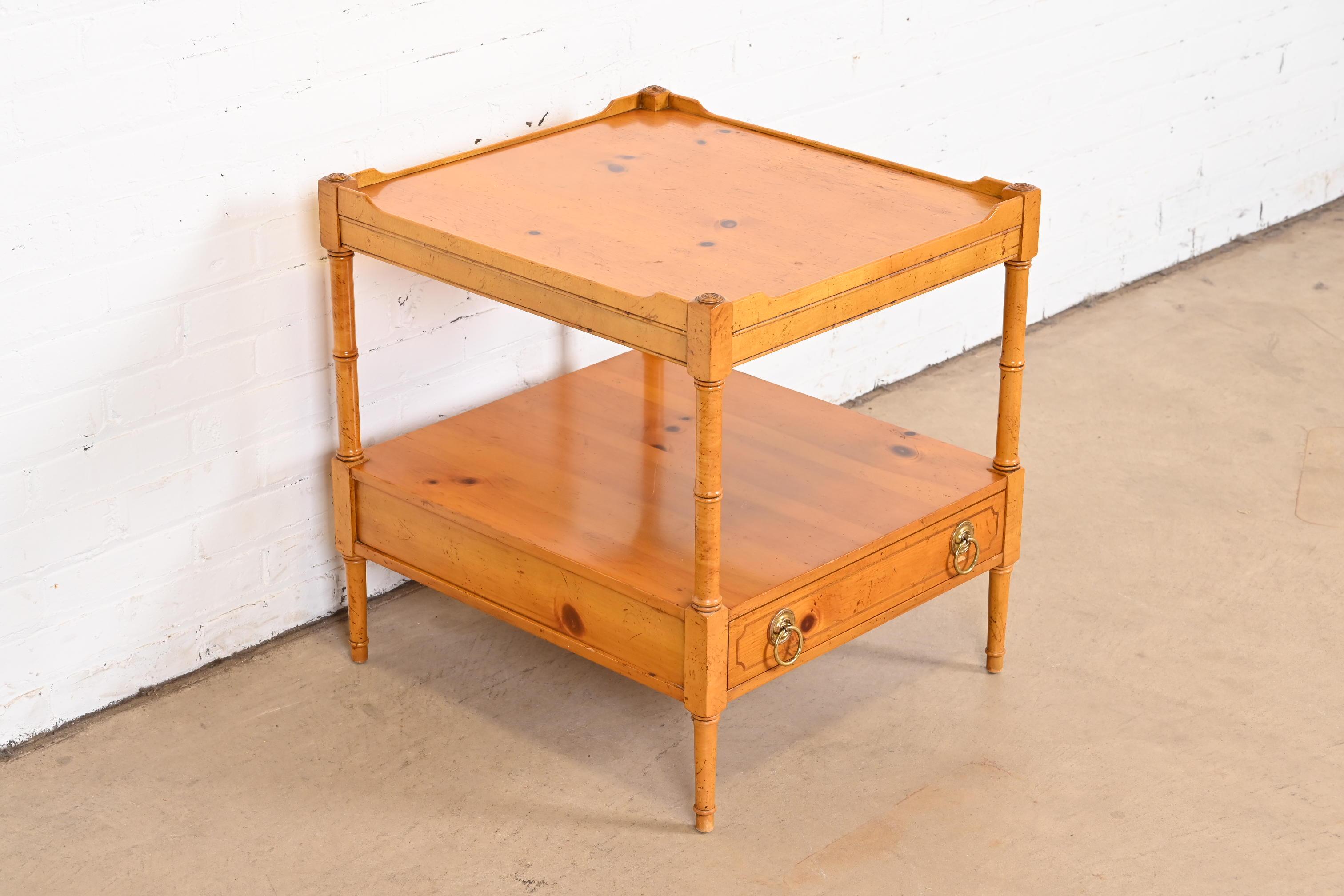 American Baker Furniture Regency Pine Two-Tier Nightstand or Side Table