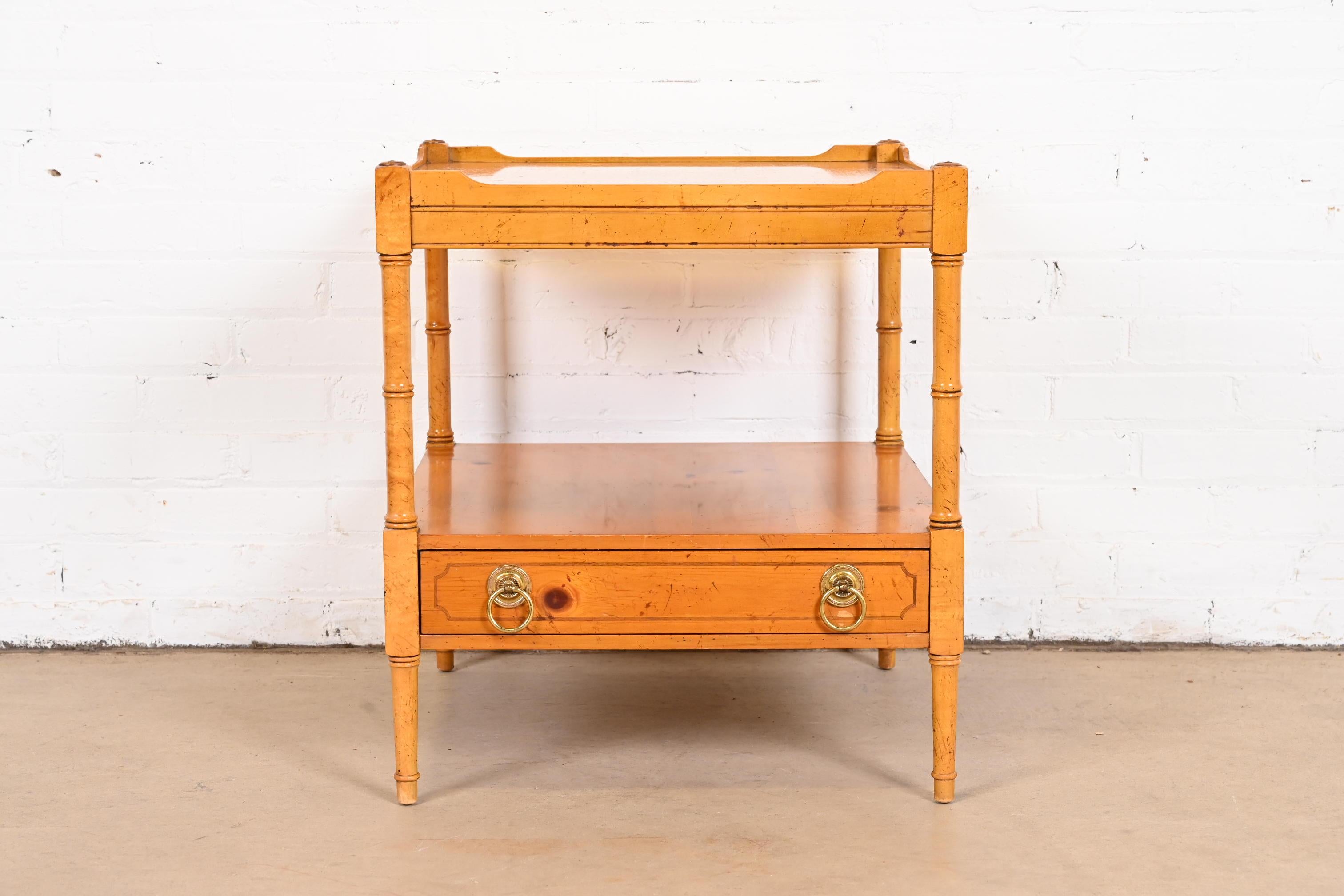 Baker Furniture Regency Pine Two-Tier Nightstand or Side Table 1