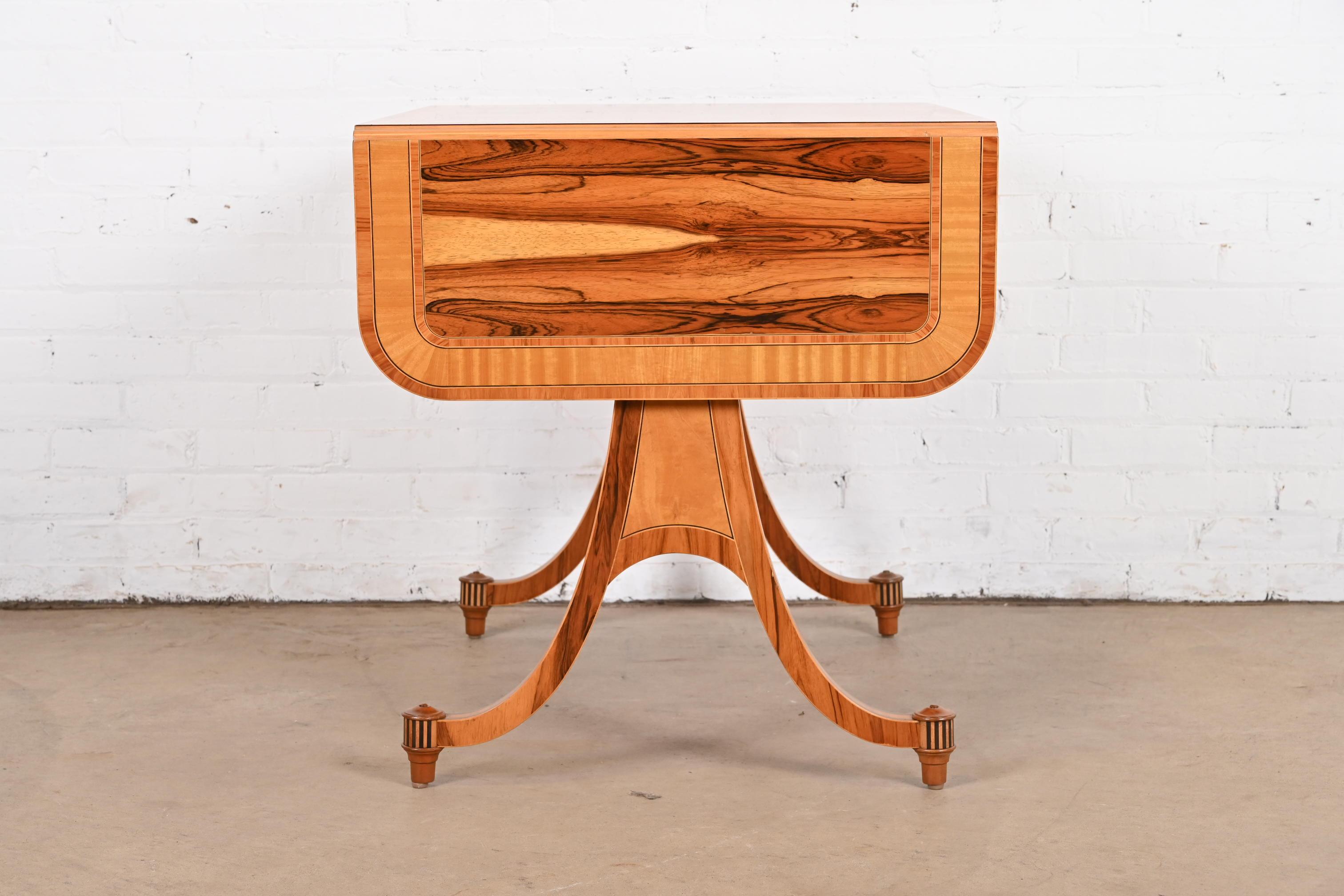 Baker Furniture Regency Rosewood Drop Leaf Writing Desk or Console, Refinished For Sale 11